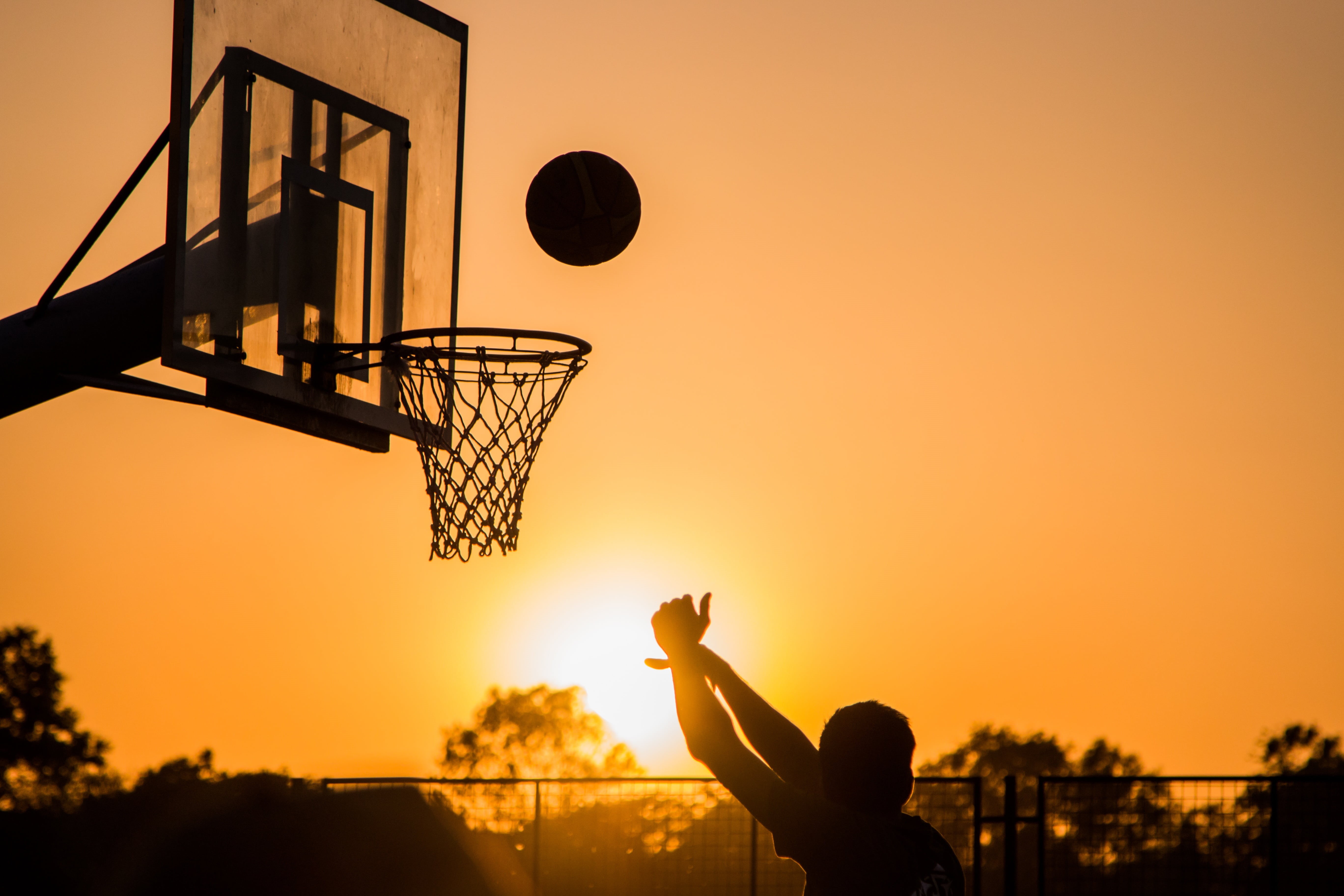 outdoors, taking a shot - sport, silhouette, people, human body part, match, teenager, tournament, court, team, sport, play, competition, rise, practicing, HD Wallpaper