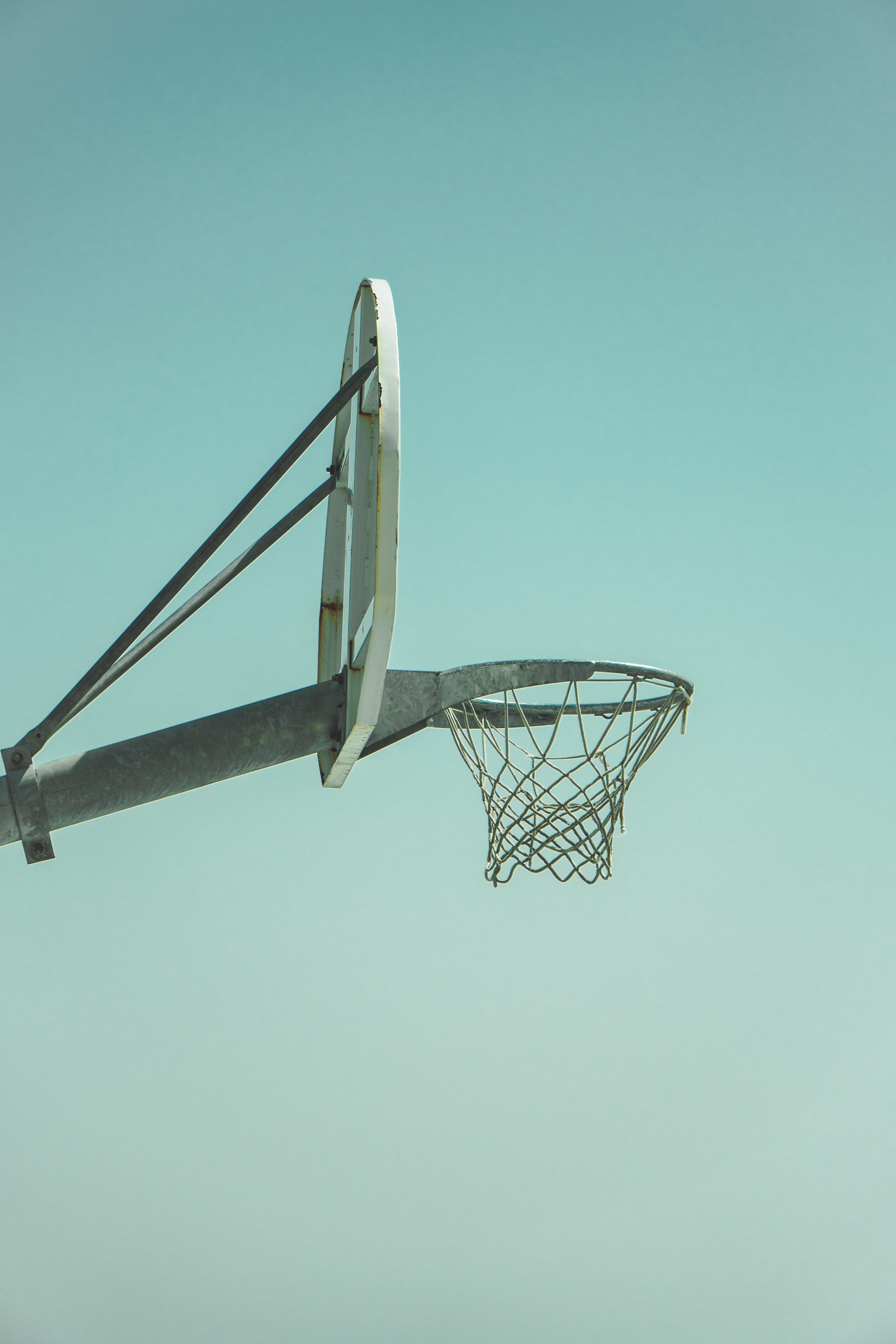 no People, outdoors, street, hoop, sky, gray, sport, equipment, backboard, court, game, lattice, closeup, basketball, green, 5K, basketball Hoop, streetstyle, Phone HD Wallpaper