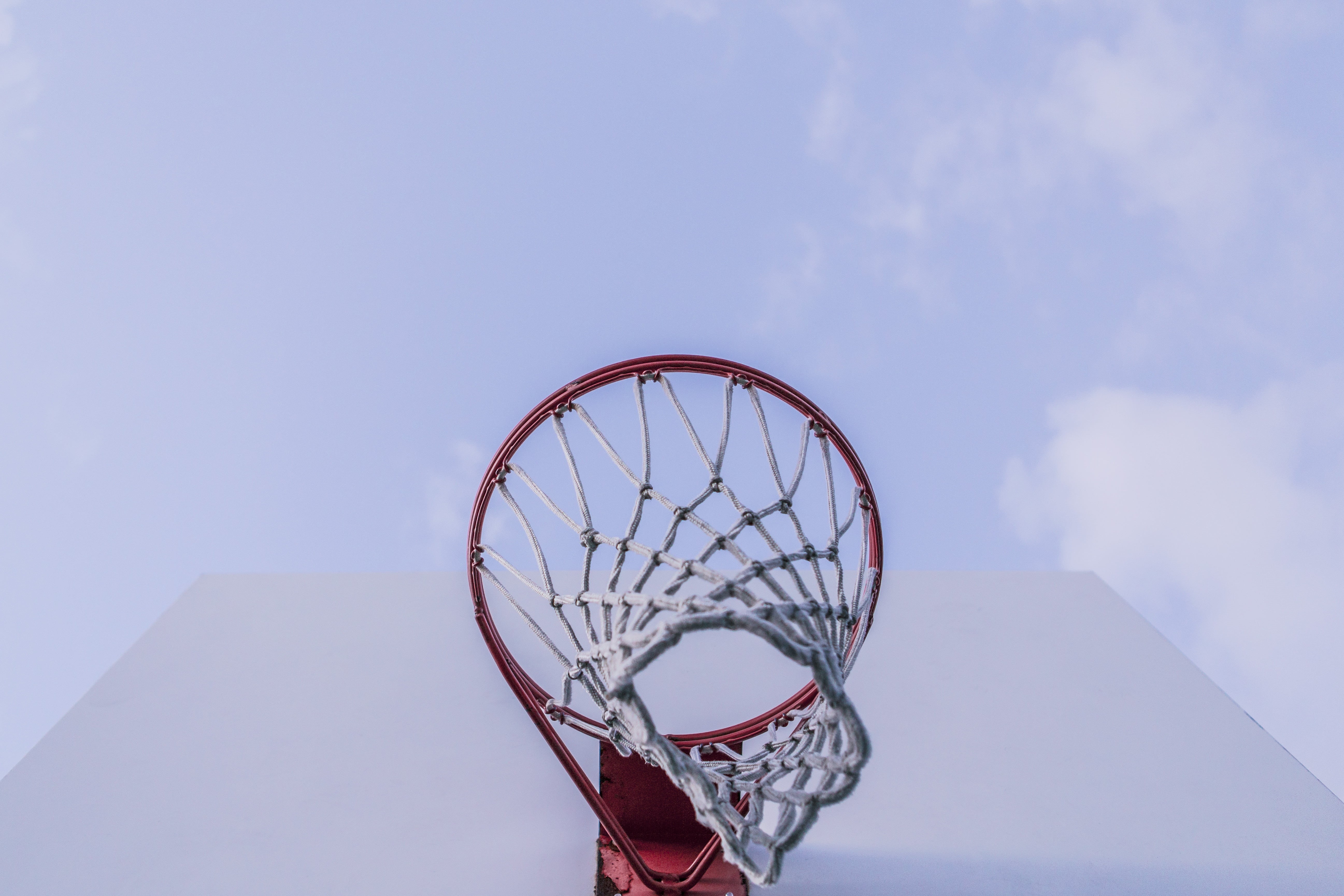 nature, basketball - sport, low, sports, angle, copy space, low angle view, court, ring, net - sports equipment, sport, shape, blue, 5K, basketball hoop, HD Wallpaper
