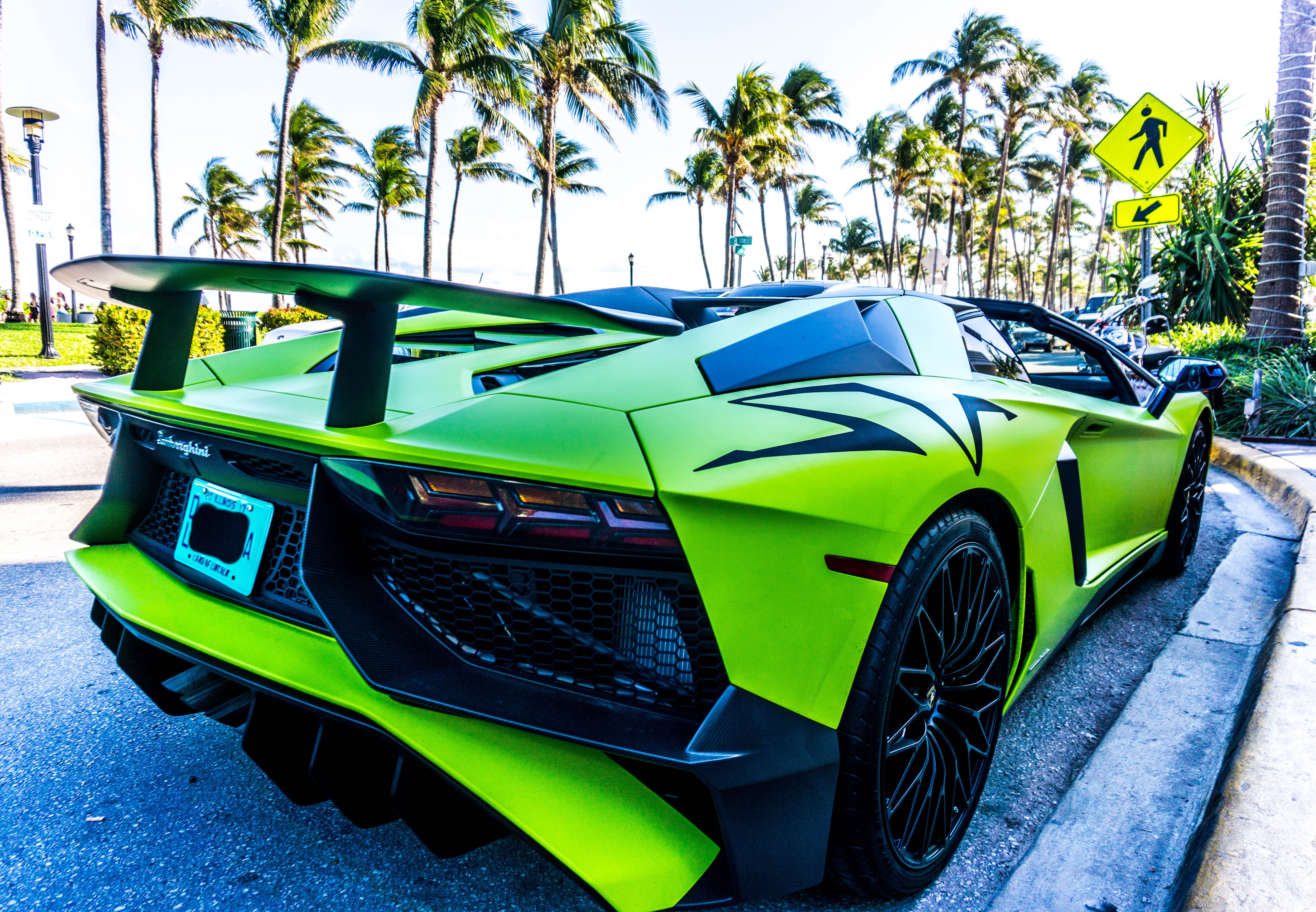 lambo, miami beach, united states, south beach, sportscar, car, retro styled, sunshine, outdoors, 5K, road, tropical climate, motor vehicle, summer, luxury, HD Wallpaper