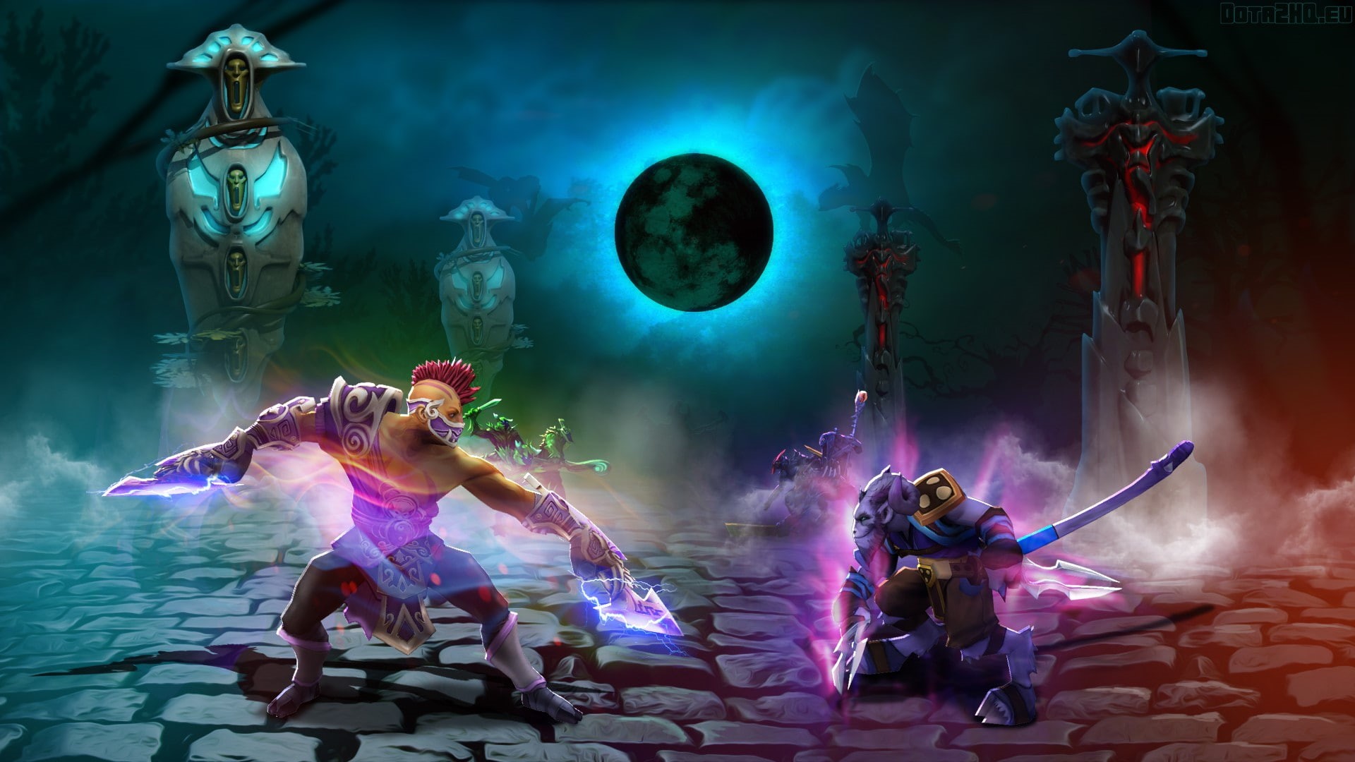 Anti-mage, smoke - physical structure, motion, mid-air, Art, digital composite, Dota 2, celebration, indoors, 1080P, illuminated, enjoyment, stage - performance space, HD Wallpaper