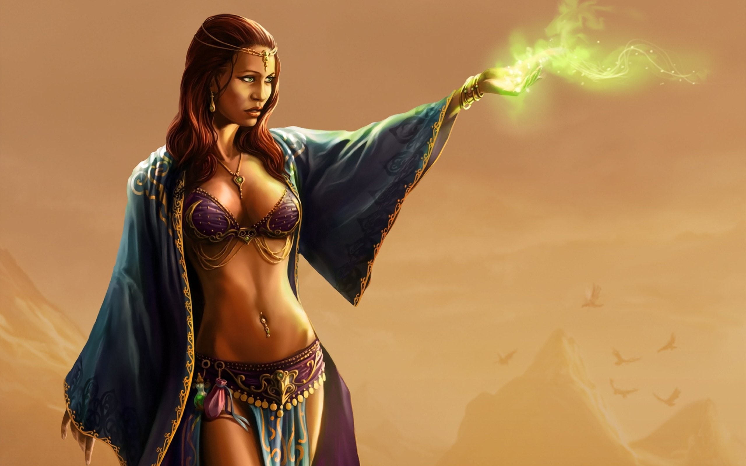 females, girl, fantasy, woman, front view, artwork, women, looking away, young adult, young women, traditional clothing, beauty, one person, sorcerer, real people, HD Wallpaper