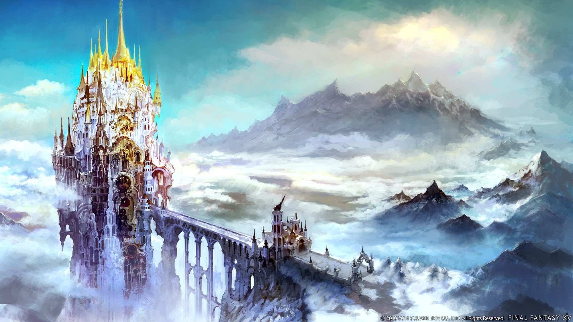 building exterior, outdoors, built structure, snow, cold temperature, winter, mountain, nature, religion, digital composite, sky, scenics - nature, final fantasy xiv a realm reborn, HD Wallpaper