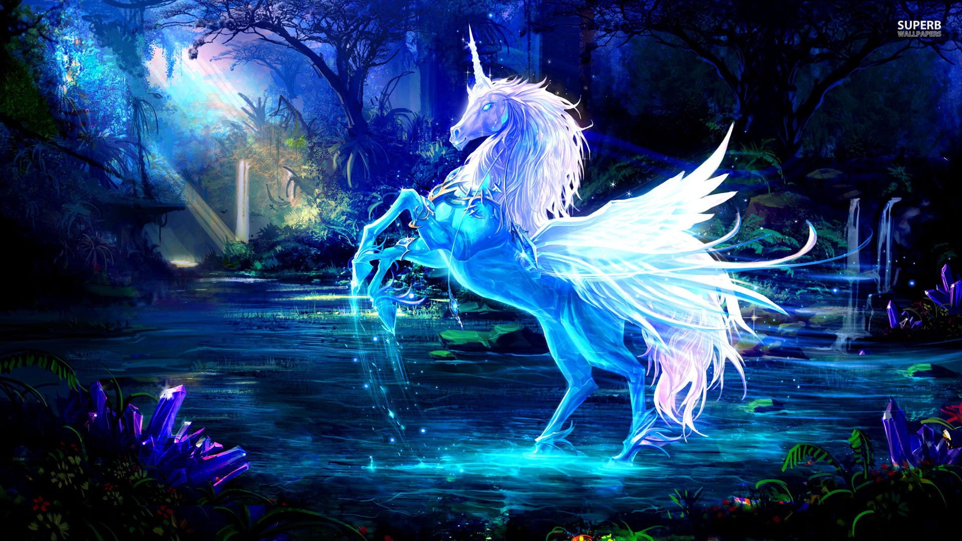 fantasy, 1080P, unicorn, hd, HD Wallpaper