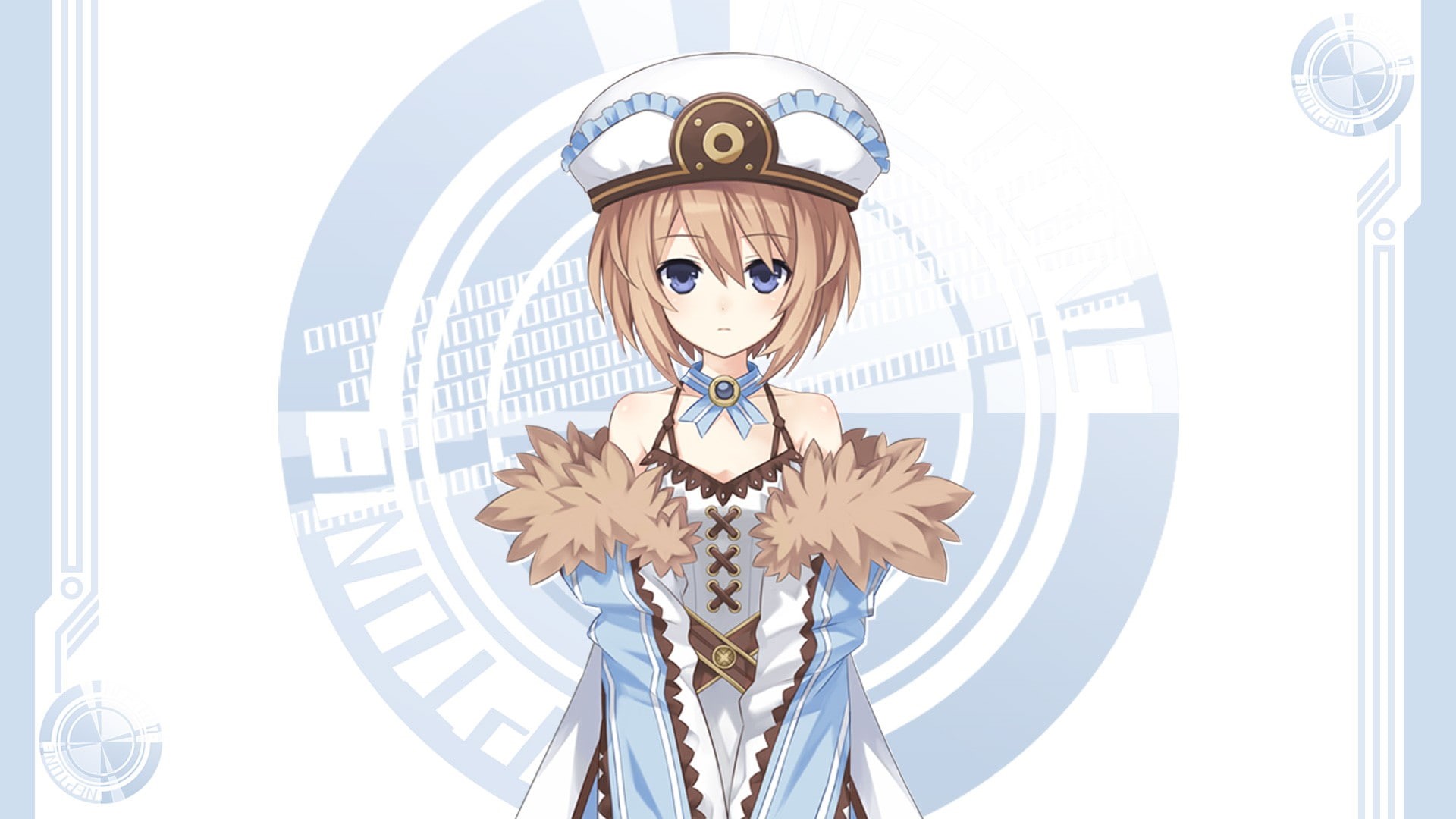 Hyperdimension Neptunia, anime, white background, copy space, communication, creativity, connection, anime girls, front view, technology, transparent, futuristic, HD Wallpaper