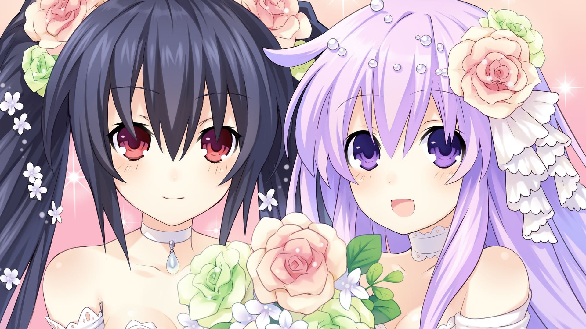 1080P, anime girls, Nepgear (Hyperdimension Neptunia), Hyperdimension Neptunia, Uni (Hyperdimension Neptunia), anime, HD Wallpaper