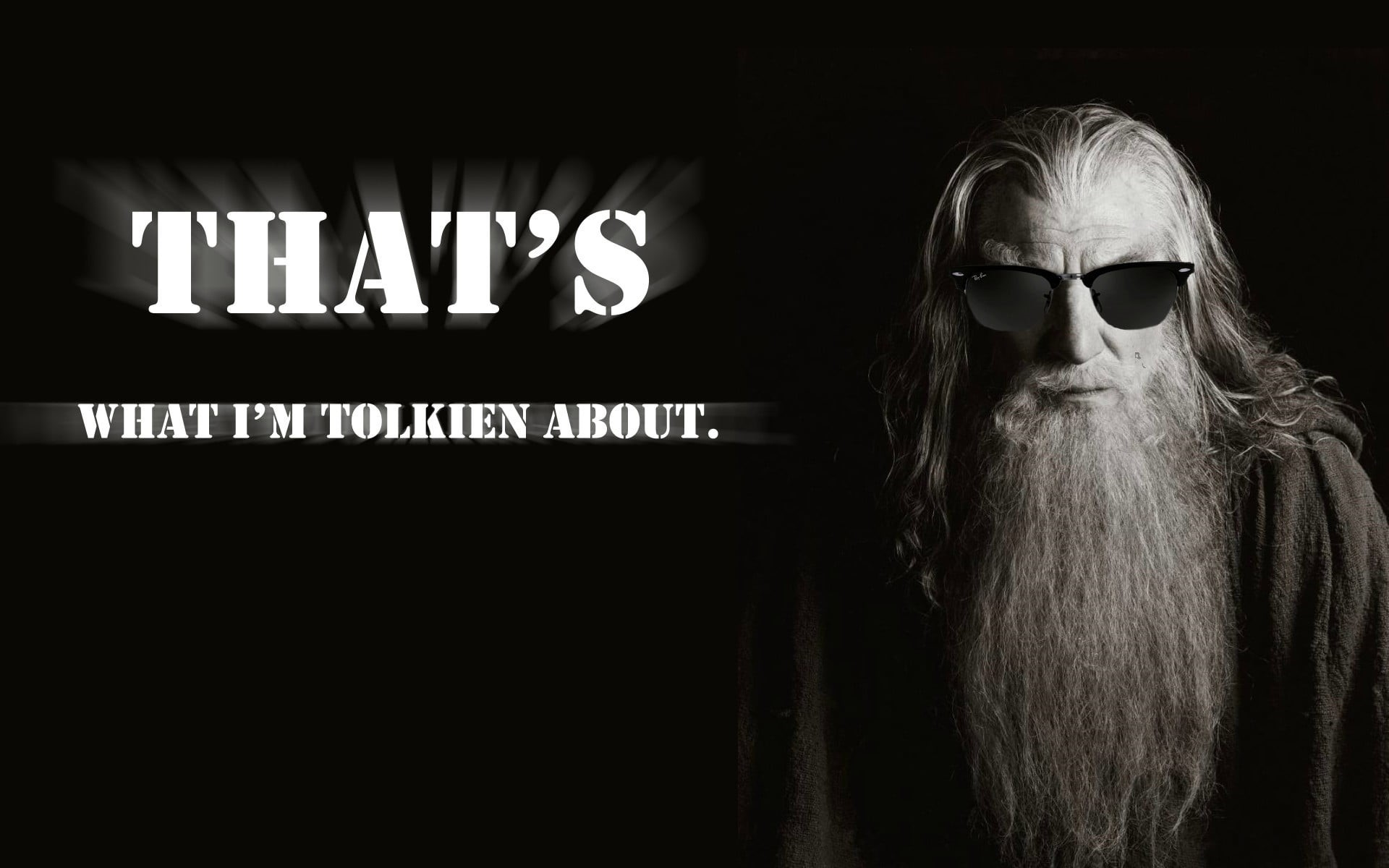 young adult, puns, talkin, 1080P, wizard, front view, humor, beard, sunglasses, m, males, black background, glasses, The Lord of the Rings, text, close-up, HD Wallpaper