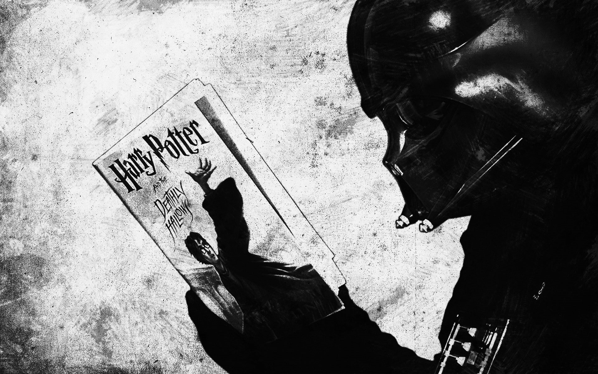 star wars, darth, star, potter, wars, 1080P, monochrome, vader, harry, darth vader, harry potter, HD Wallpaper