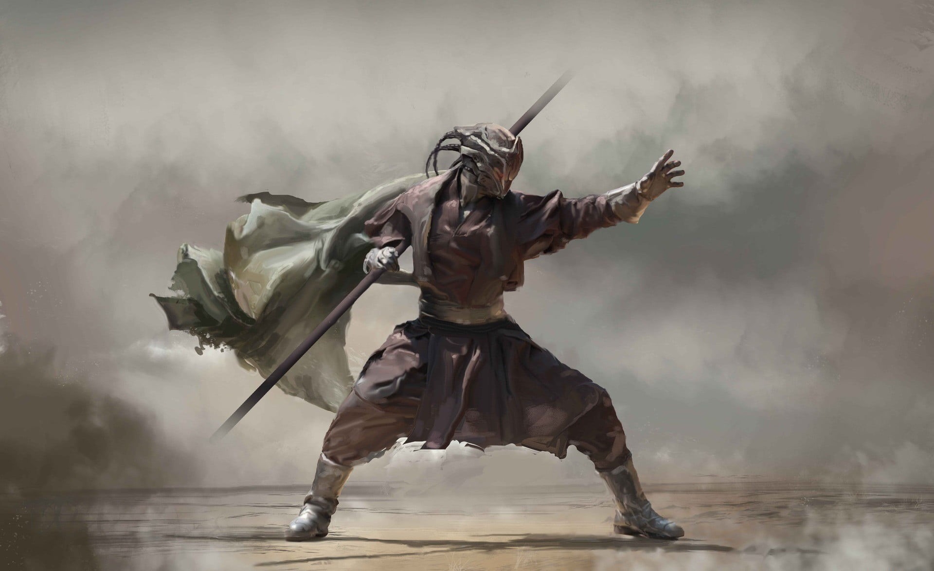 motion, holding, 1080P, adult, clothing, warrior, painting, nature, men, occupation, man, activity, performance, artwork, smoke - physical structure, fighting, HD Wallpaper