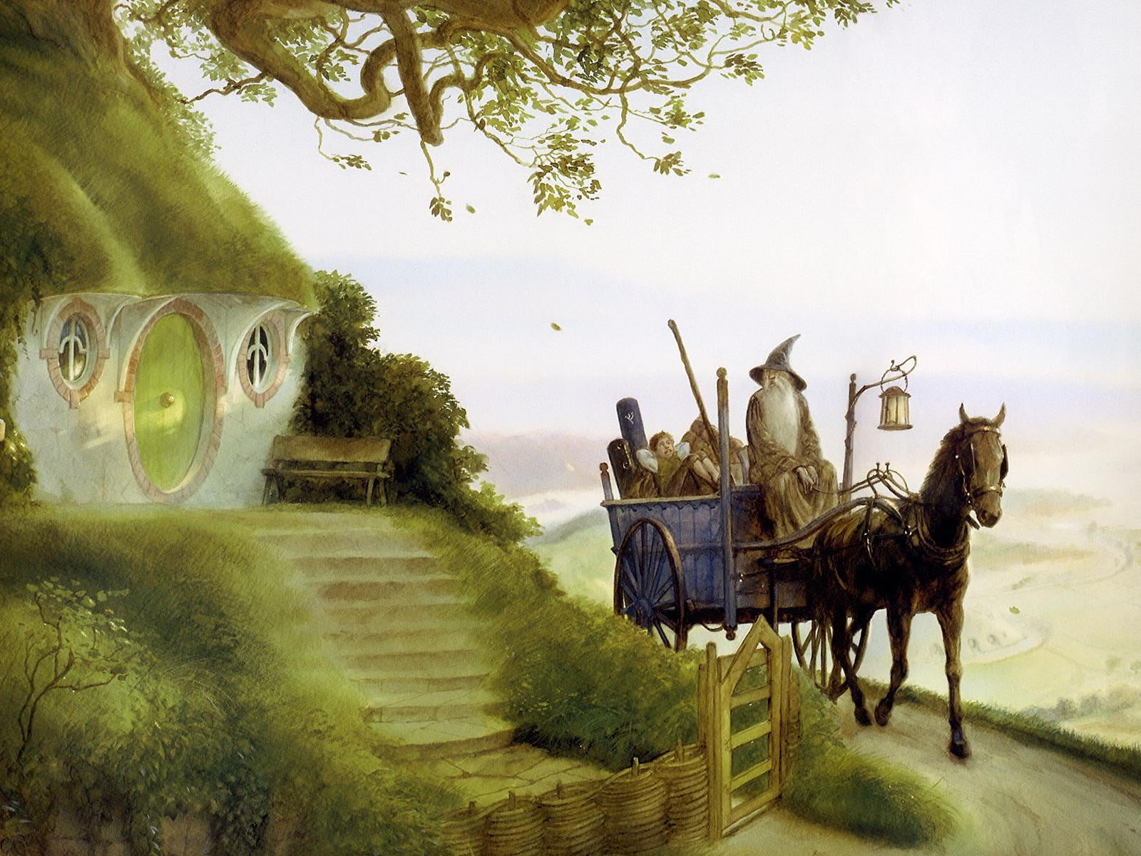 desert, tree, cart, water, group of people, livestock, Gandalf, horse, old, farm, Frodo, men, domestic, riding, wizard, day, people, mode of transportation, HD Wallpaper