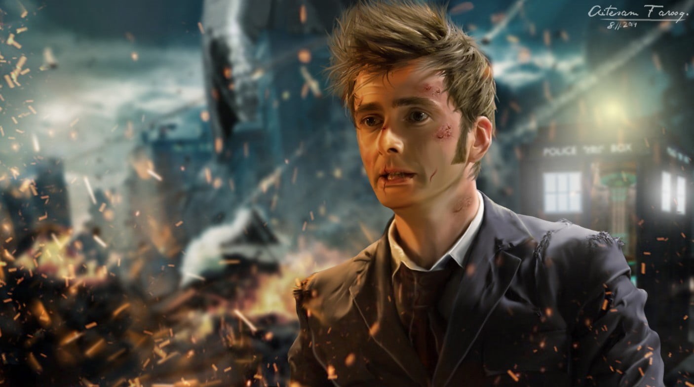 lifestyles, hairstyle, well-dressed, TARDIS, Tenth Doctor, young adult, focus on foreground, night, digital, architecture, contemplation, incidental people, HD Wallpaper