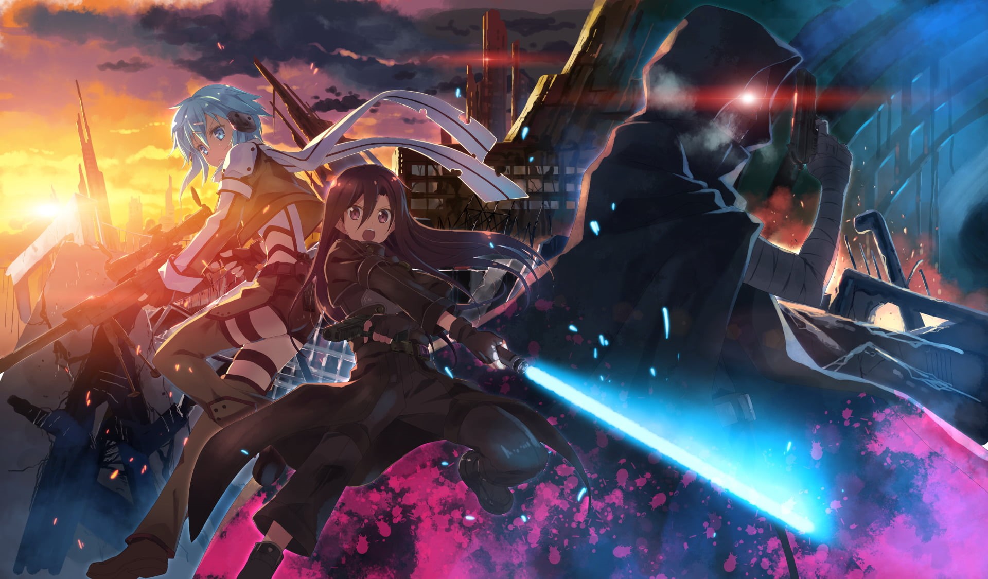 crowd, Kirito (Sword Art Online), men, enjoyment, poster, positive emotion, character, group of people, night, nightlife, illuminated, music, women, togetherness, HD Wallpaper