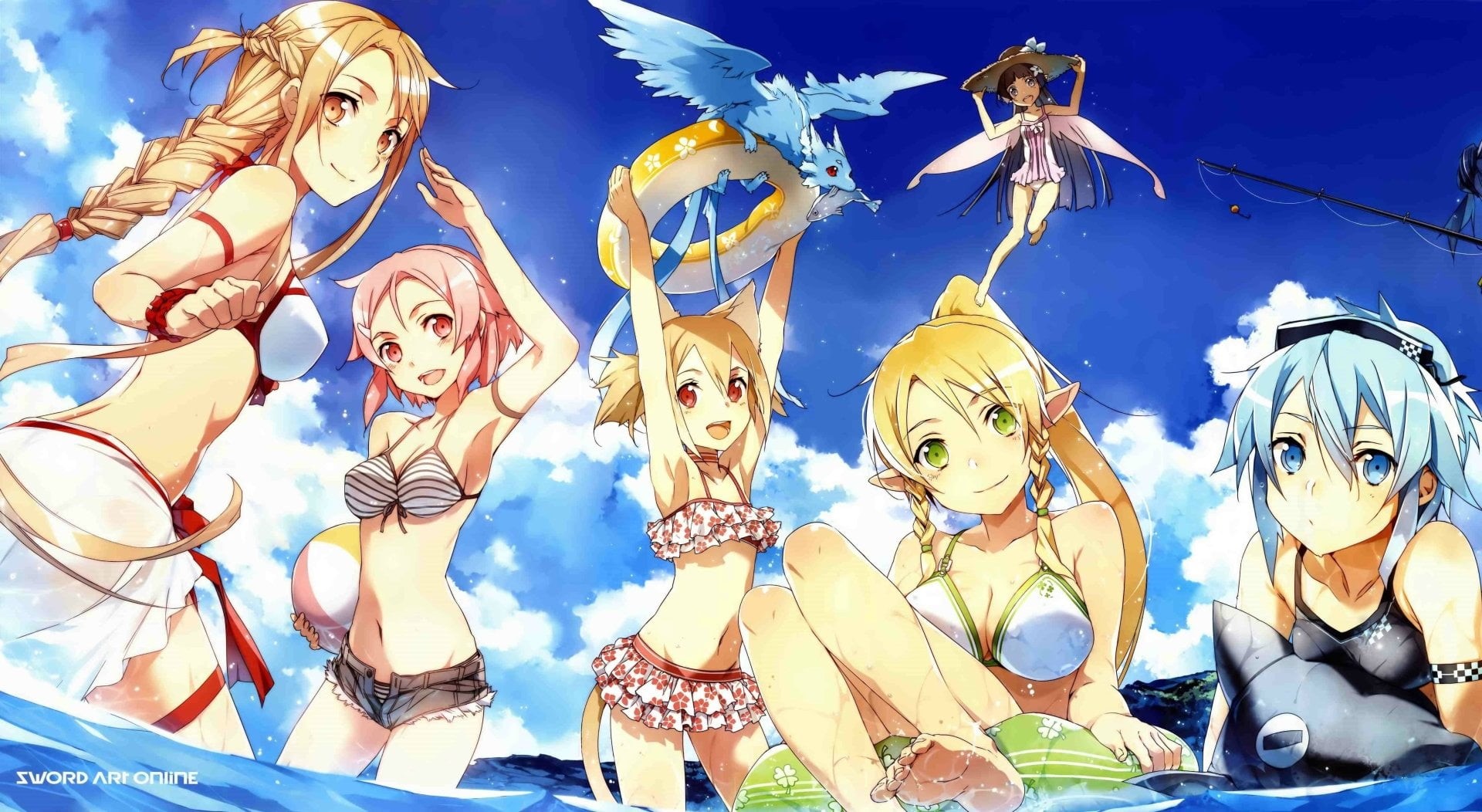 character, anime, nature, craft, celebration, day, event, outdoors, spirituality, six, 1080P, sculpture, blue, Sword Art Online, Sinon (Sword Art Online), HD Wallpaper