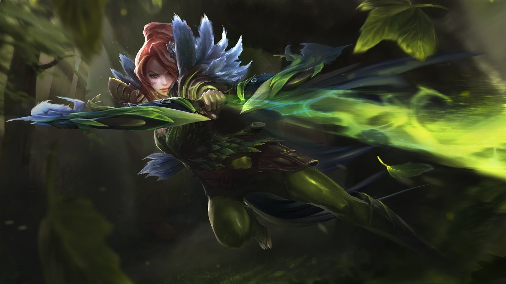 child, girls, day, holding, nature, females, fantasy girl, front view, leaf, plant, lake, Windranger, 1080P, women, Dota 2, real people, plant part, outdoors, HD Wallpaper