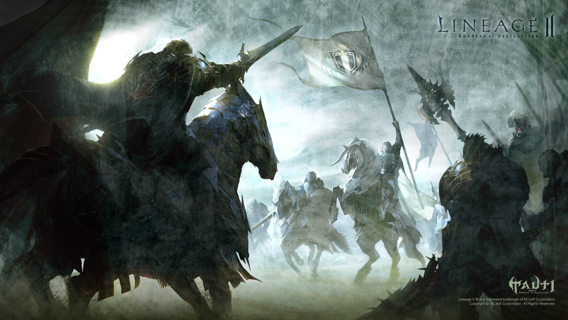 horse, line, Orc, people, Tauti, 1080P, sword, Goddess of Destruction, flag, Lineage 2, lineage, la2, HD Wallpaper