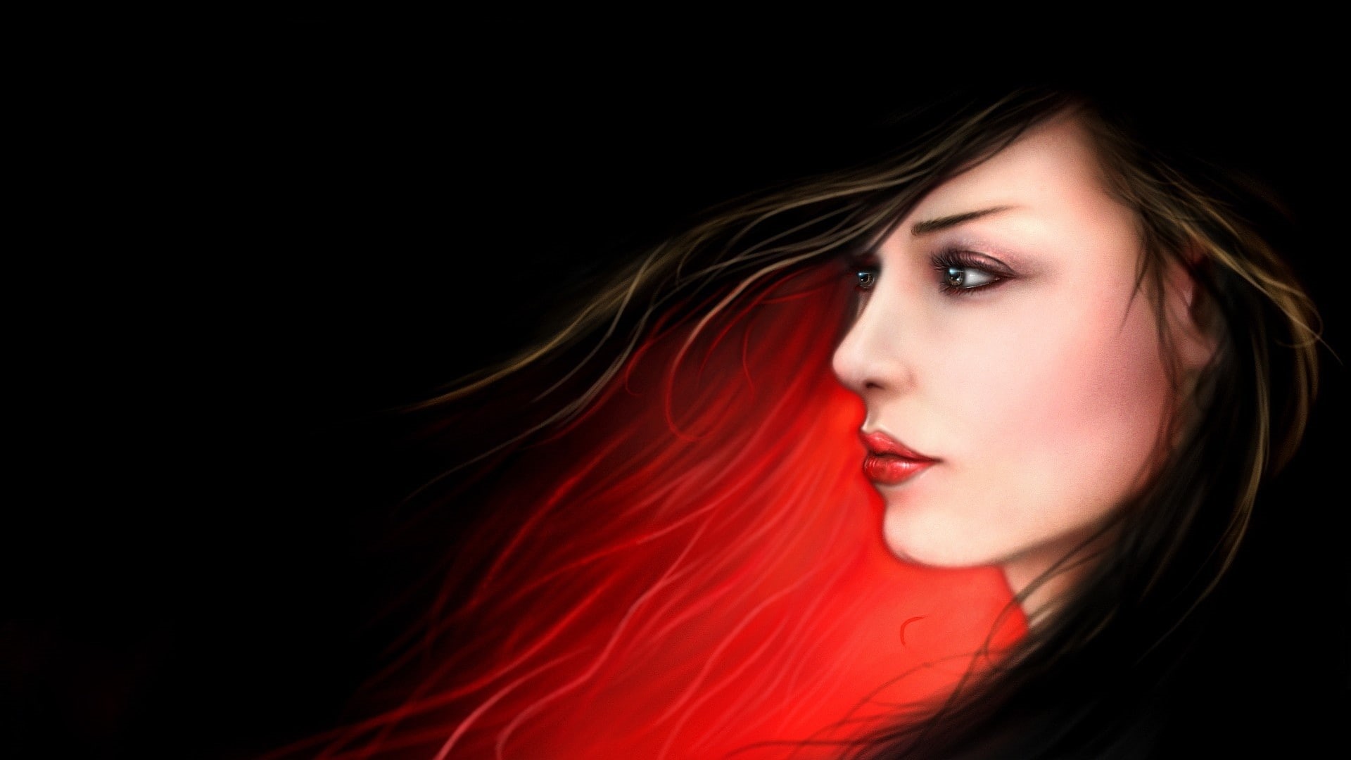 1080P, Profile, nature, mountains, x, px, hd, babes, CG, women, art, 1920x1080 px, digital, Females, Black, face, HD Wallpaper