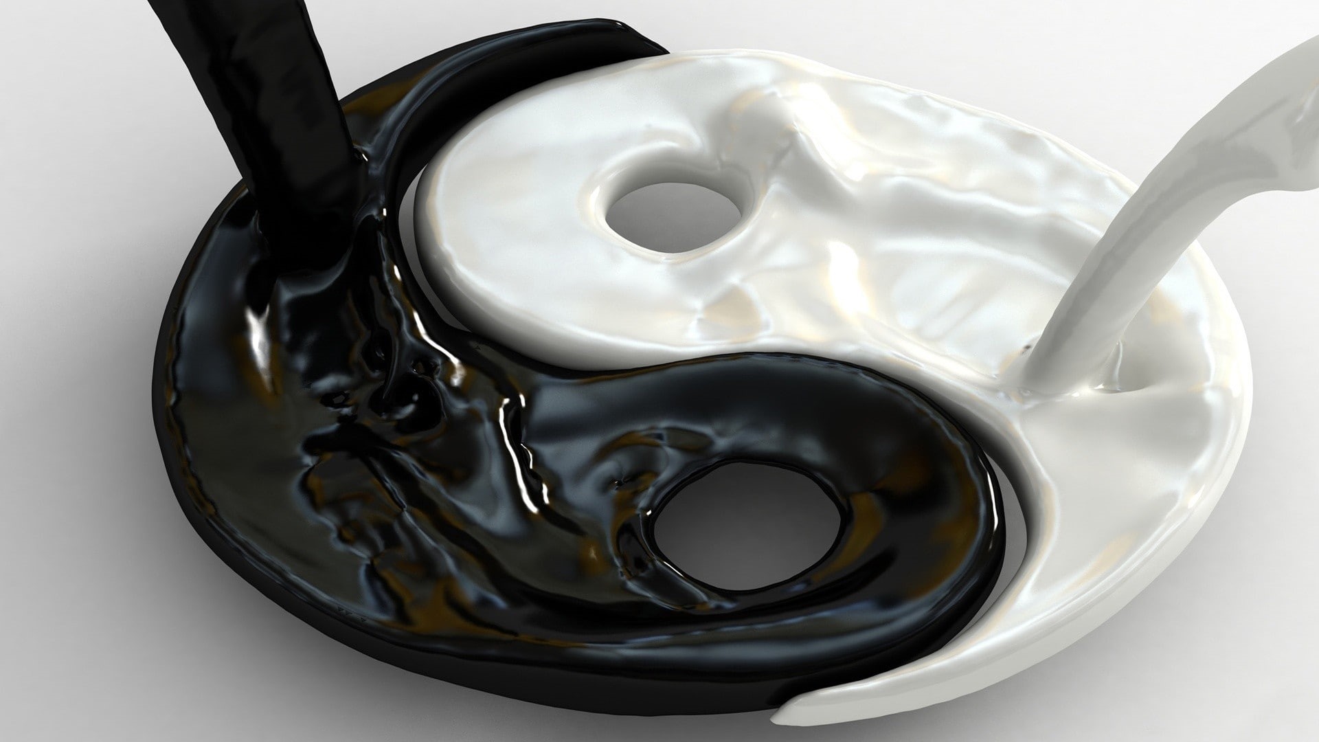 1080P, liquid, black, white, Yin and Yang, HD Wallpaper