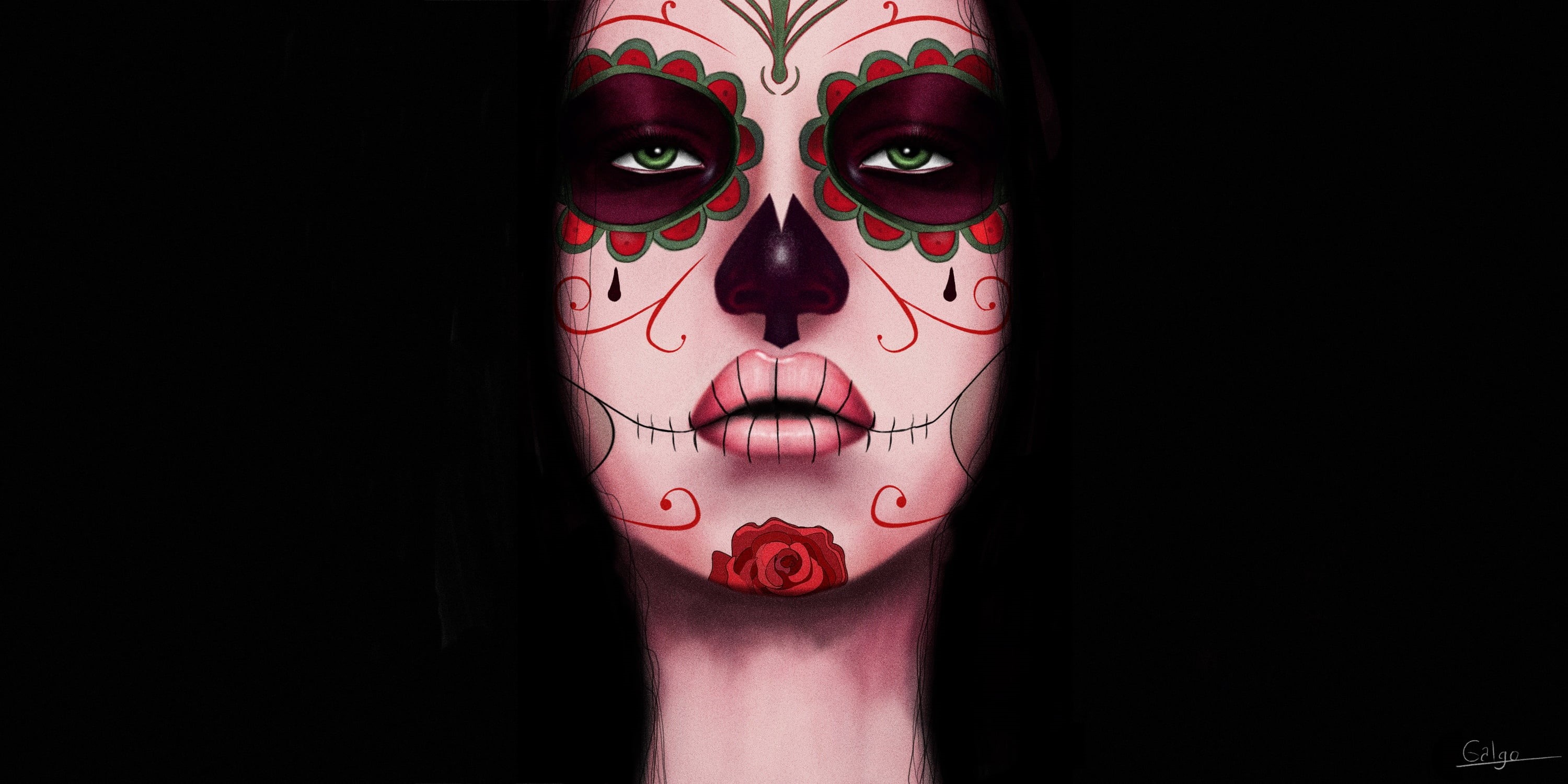close-up, skull, mask - disguise, artwork, art and craft, looking at camera, indoors, obscured face, creativity, studio shot, disguise, make-up, women, HD Wallpaper