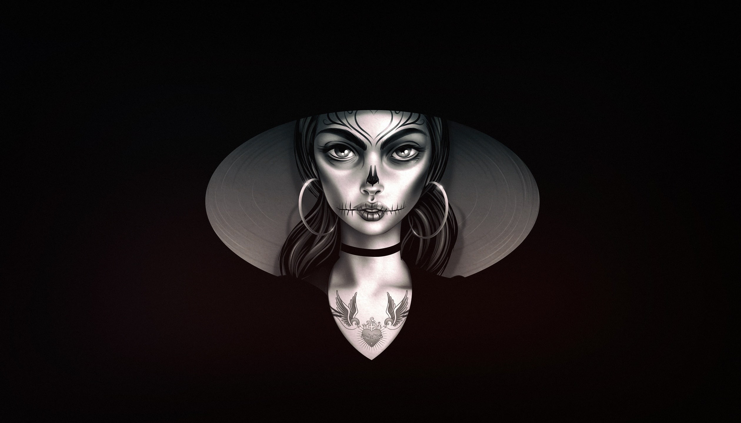 artwork, close-up, women, art and craft, representation, single object, studio shot, cut out, skull, creativity, Dia de los Muertos, spooky, face, indoors, HD Wallpaper