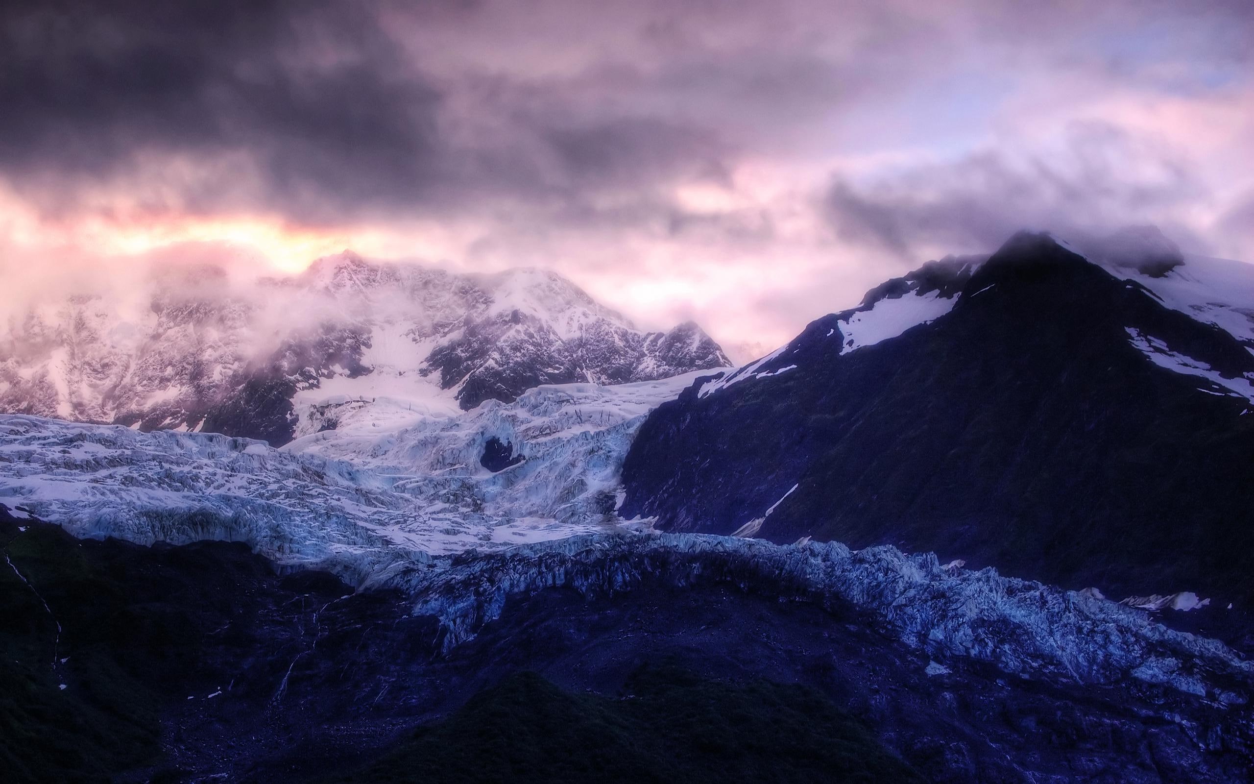 winter, clouds, ice, nature, landscape, snow, 2K, mountains, glaciers, HD Wallpaper