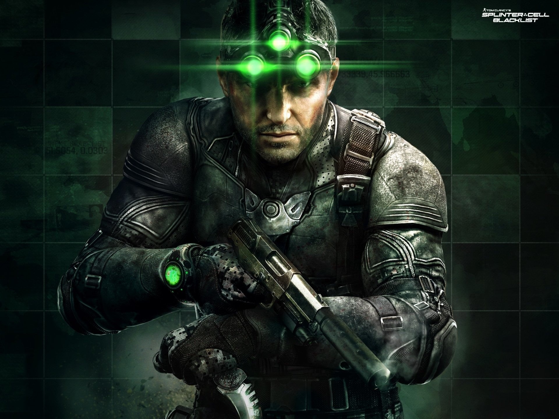 digital composite, real people, aggression, looking at camera, 1080P, Tom Clancys Splinter Cell: Blacklist, front view, gun, standing, holding, Tom Clancys, HD Wallpaper