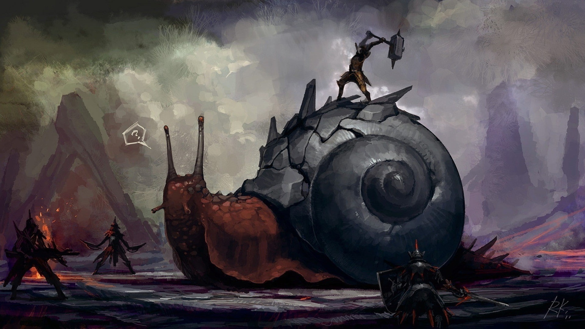 hunter, fantasy art, snails, abstract, hd, 1080P, fantasy, monster hunter, x, monster, armor, art, artwork, HD Wallpaper