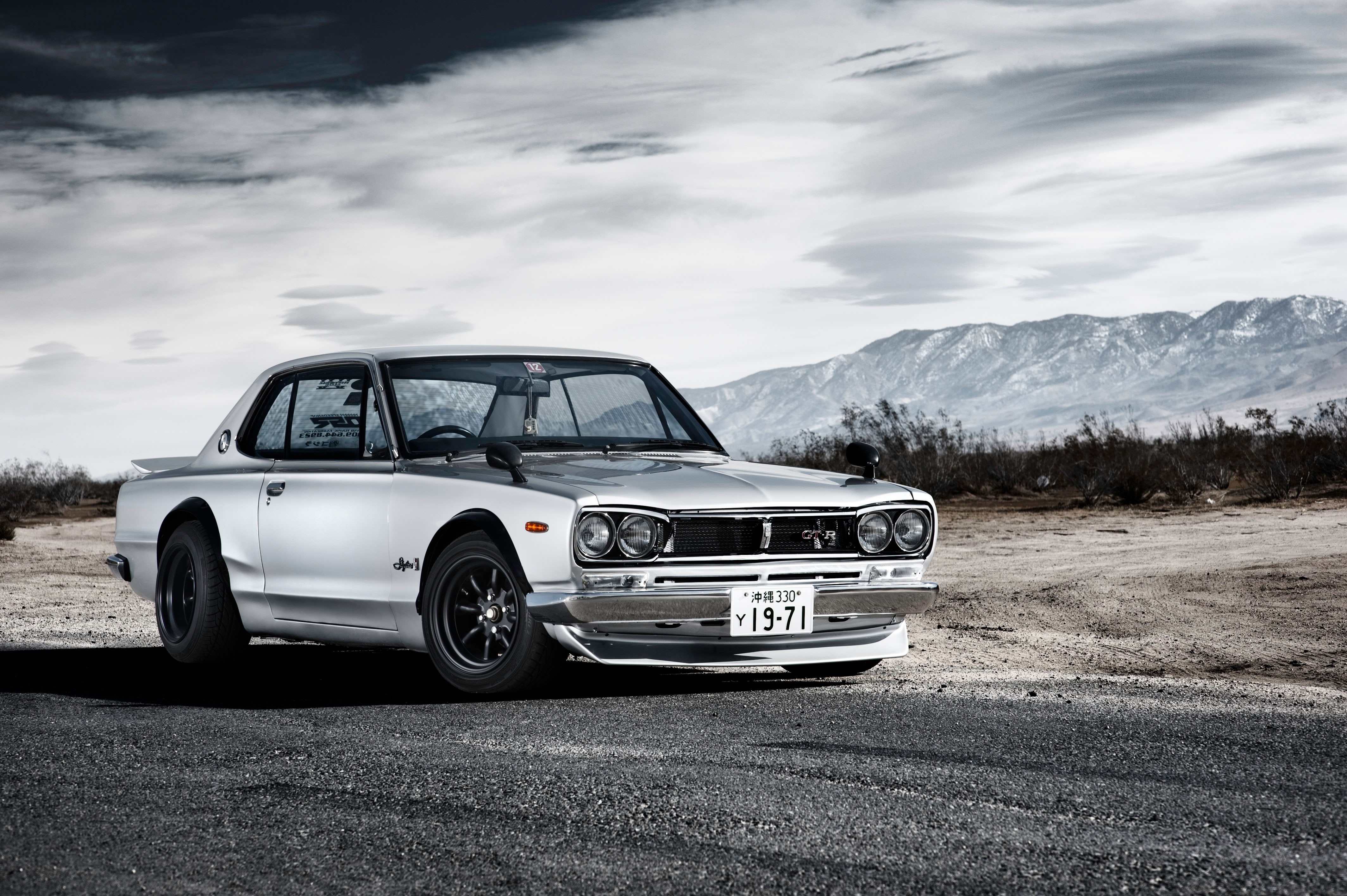 no people, 4K, car, travel, motor vehicle, transportation, road trip, overcast, mode of transportation, landscape, sky, dusk, retro styled, nissan skyline nissan nissan gtr 2000gt hakosuka, HD Wallpaper