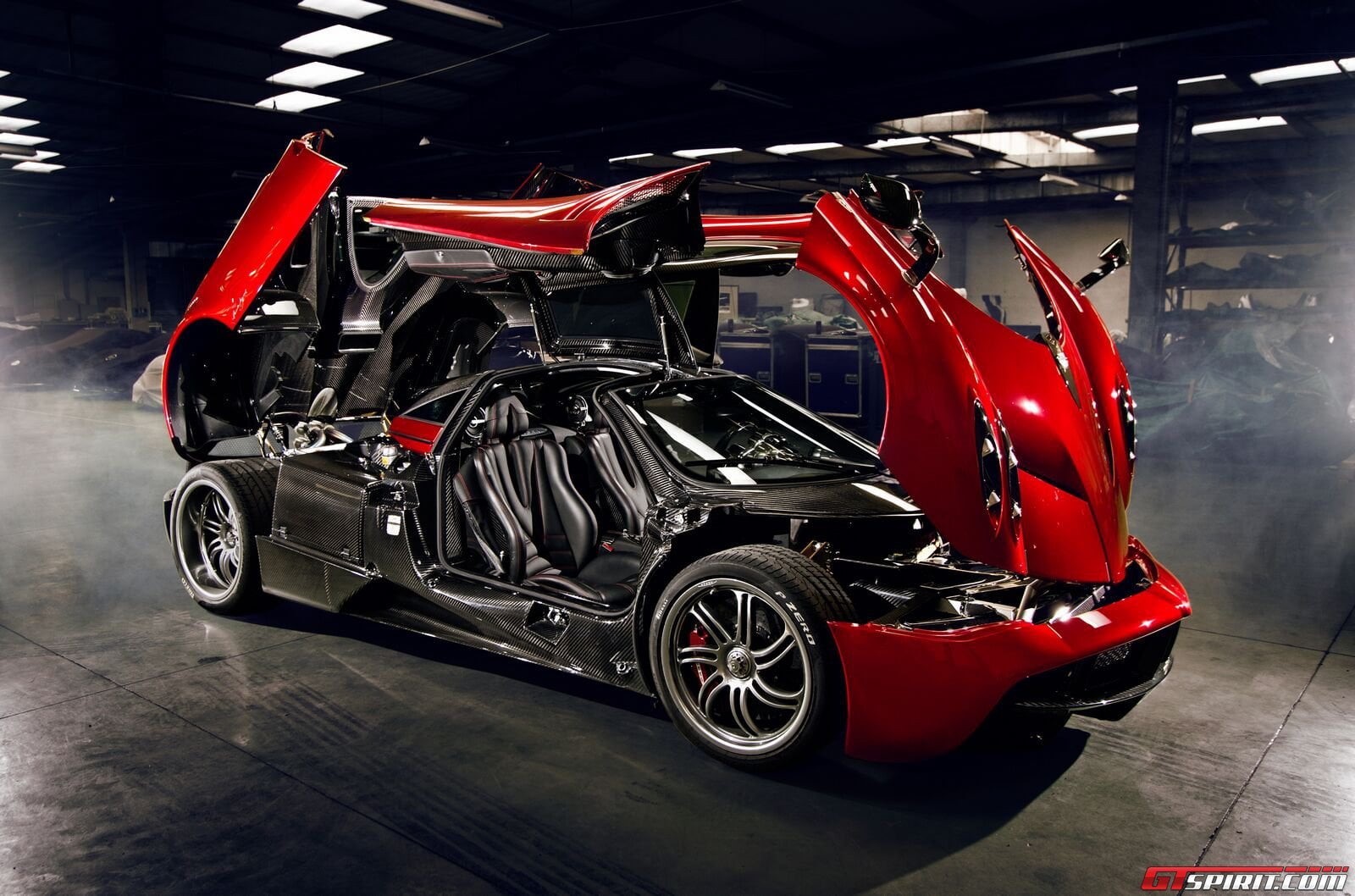 720P, architecture, red, no people, coupe, huayra, competitive sport, mode of transportation, Hypercar, Italian Supercars, indoors, car, transportation, HD Wallpaper