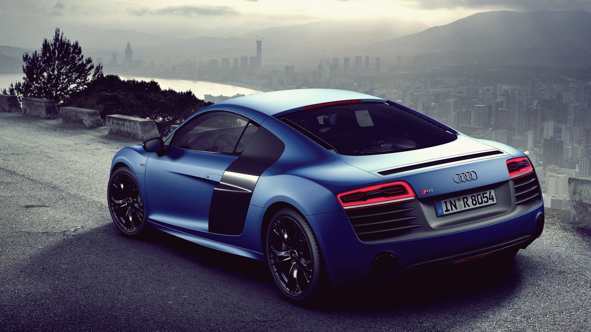 1080P, Audi, sky, transportation, coupe, day, built structure, street, focus on foreground, vehicle, speed, Audi R8, mode of transportation, no people, HD Wallpaper
