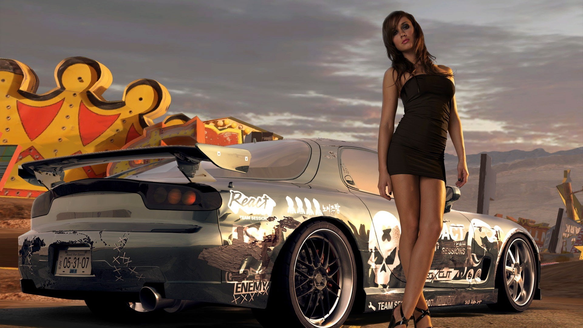 Krystal Forscutt, mode of transportation, beauty, casual clothing, women, women with cars, sky, dress, hairstyle, transportation, standing, beautiful woman, HD Wallpaper