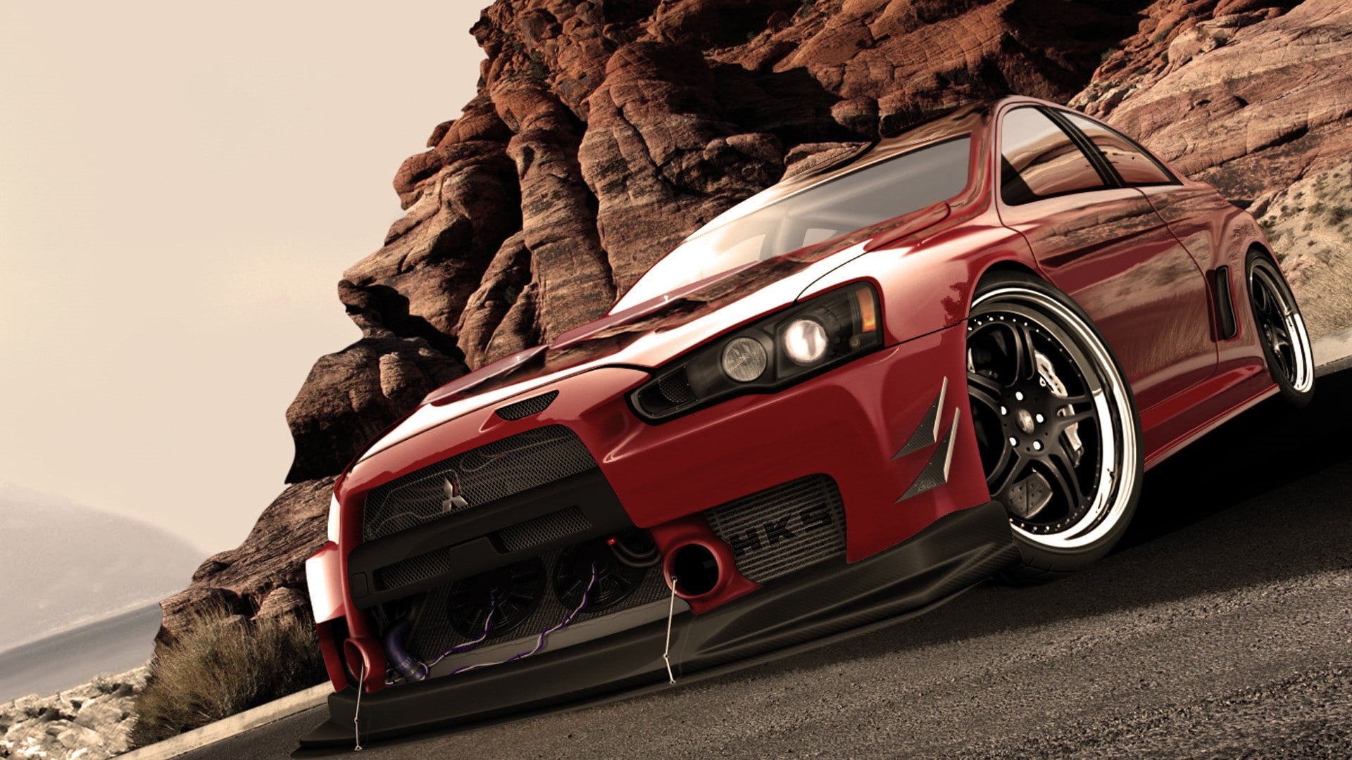 Evo X, 1080P, 1920x1080, sea, Mitsubishi, lancer, HD Wallpaper