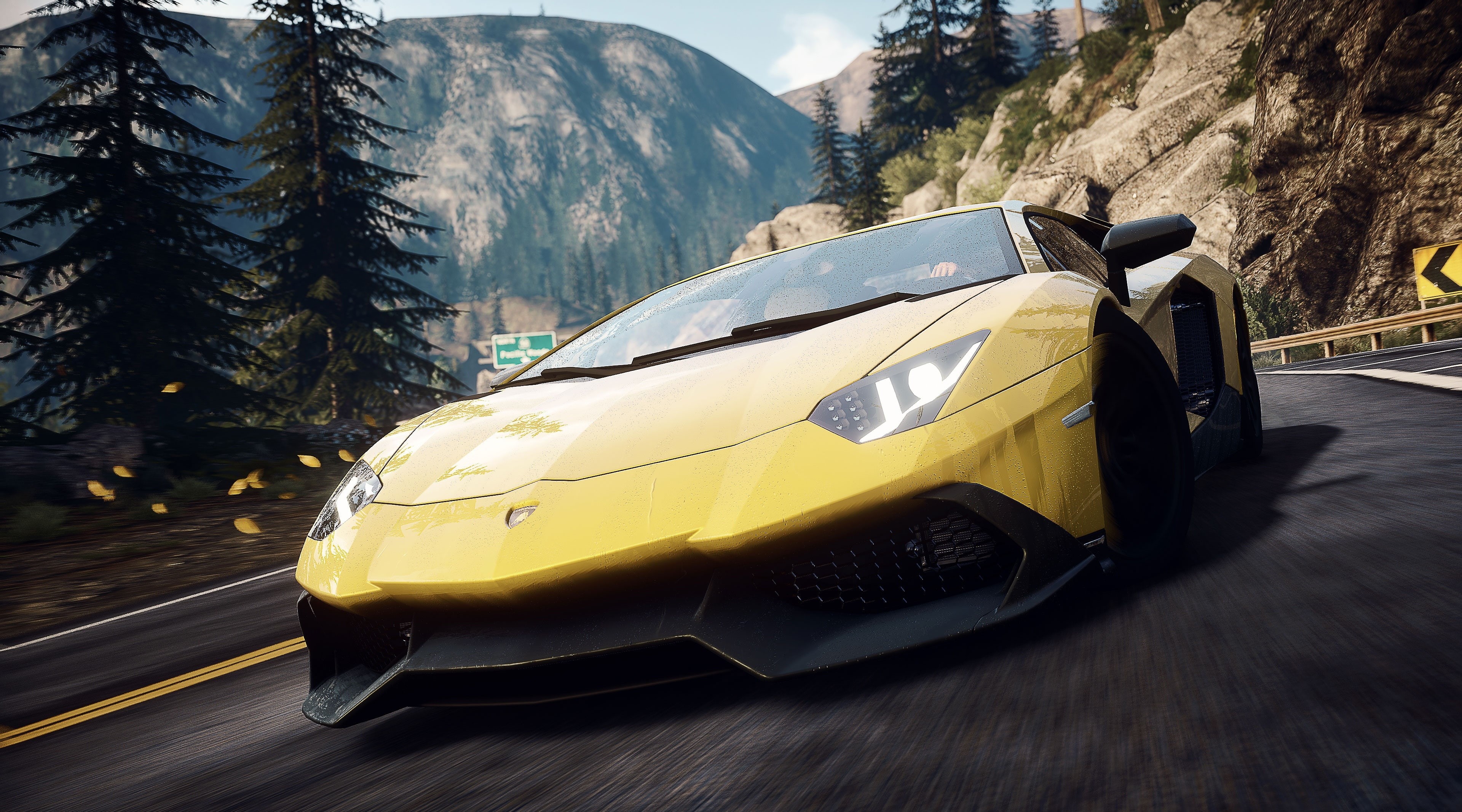 Games, yellow, stationary, formation, taxi, outdoors, beauty in nature, 4K, motor vehicle, plant, Need For Speed, aventador, speed, mode of transportation, HD Wallpaper