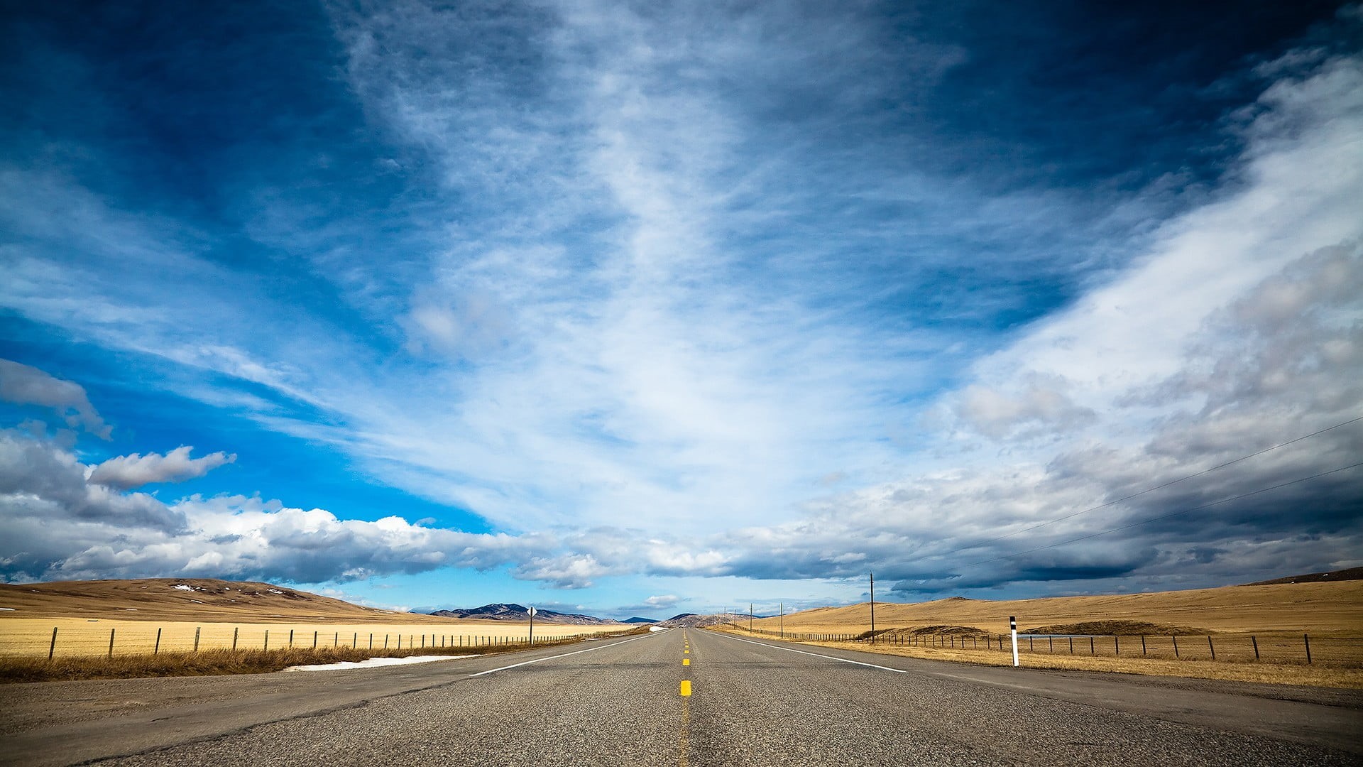direction, transportation, empty road, symbol, clouds, cloud - sky, scenics - nature, sign, outdoors, cyan, diminishing perspective, no people, nature, HD Wallpaper