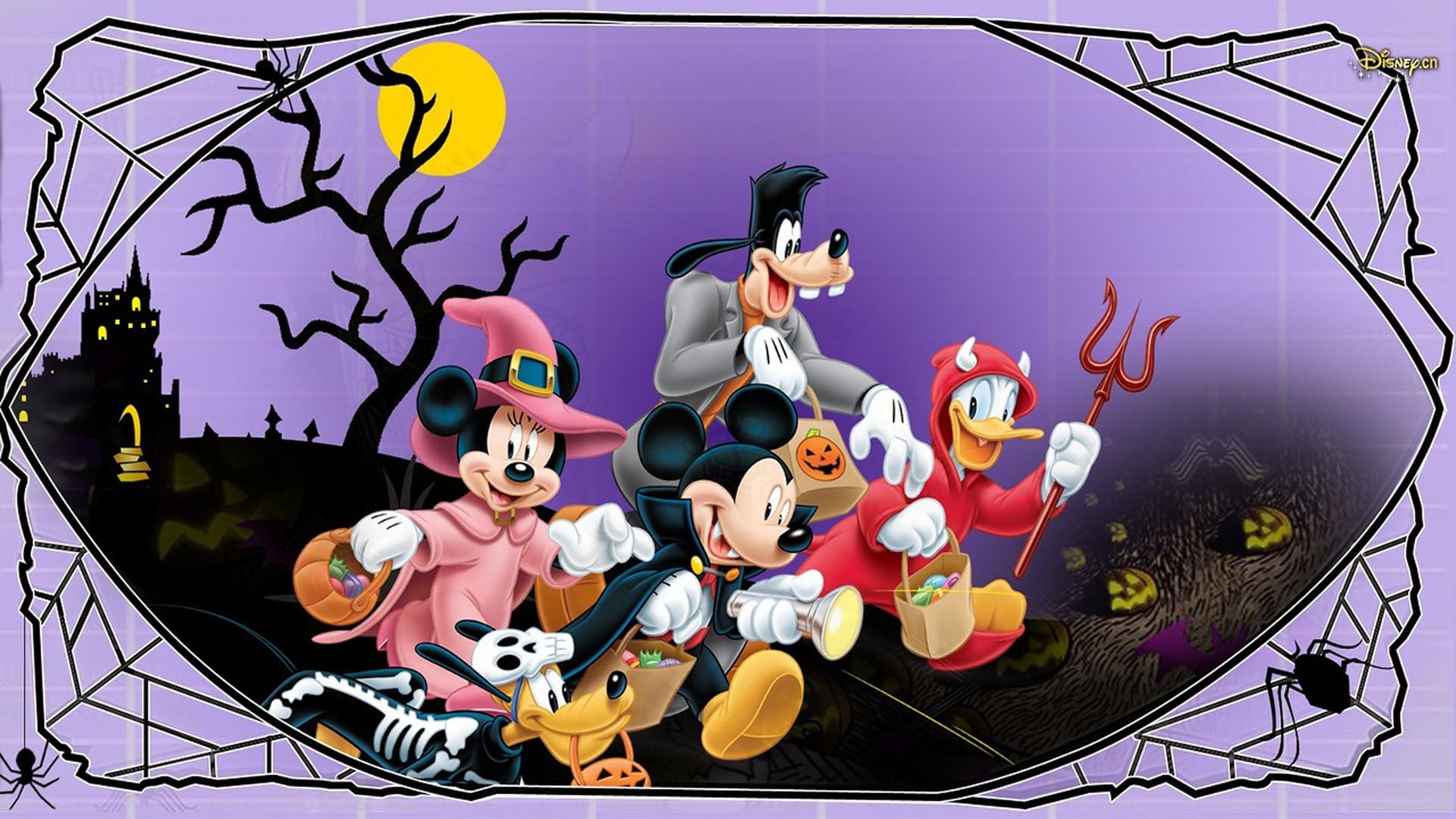 duck, donald, disney, halloween, mouse, minnie, mickey, pluto, goofy, 1080P, HD Wallpaper