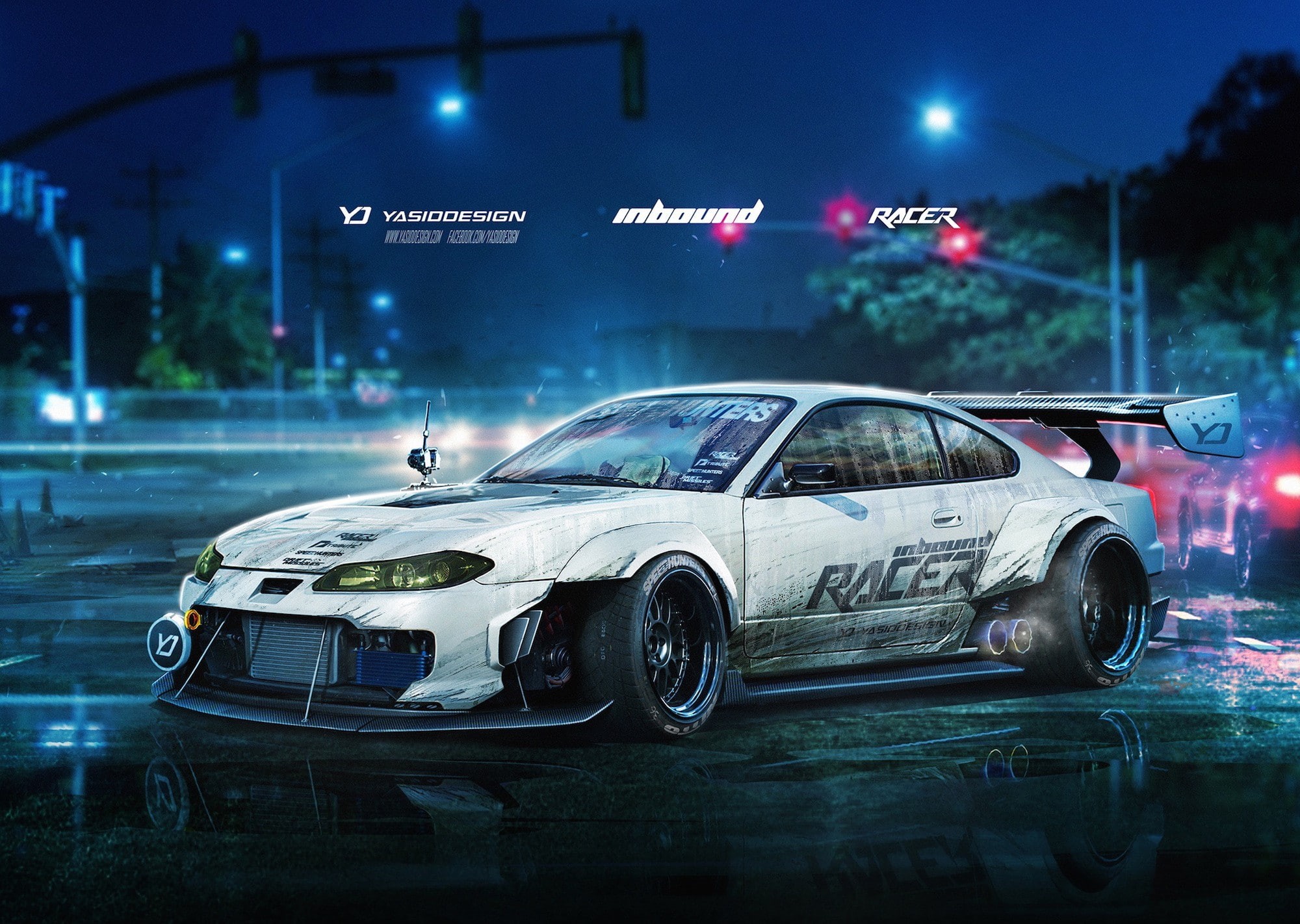 mode of transportation, wet, communication, motor vehicle, sign, transportation, city, land vehicle, yasiddesign render artwork car tuning nissan nissan silvia s15 nissan silvia drifting speedhunters yellow headlights vehicle, HD Wallpaper