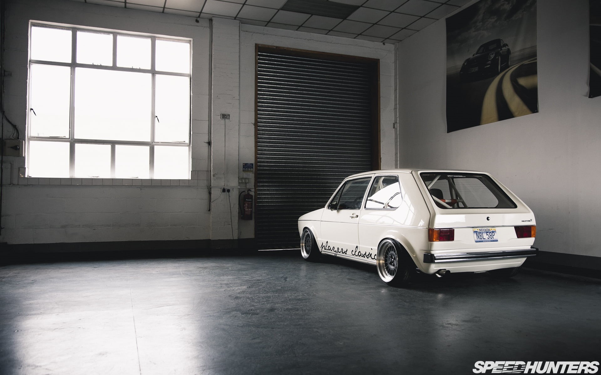 1080P, Speedhunters, retro styled, built structure, day, parking garage, city, building, transportation, flooring, garage, sedan, car, vintage car, no people, HD Wallpaper