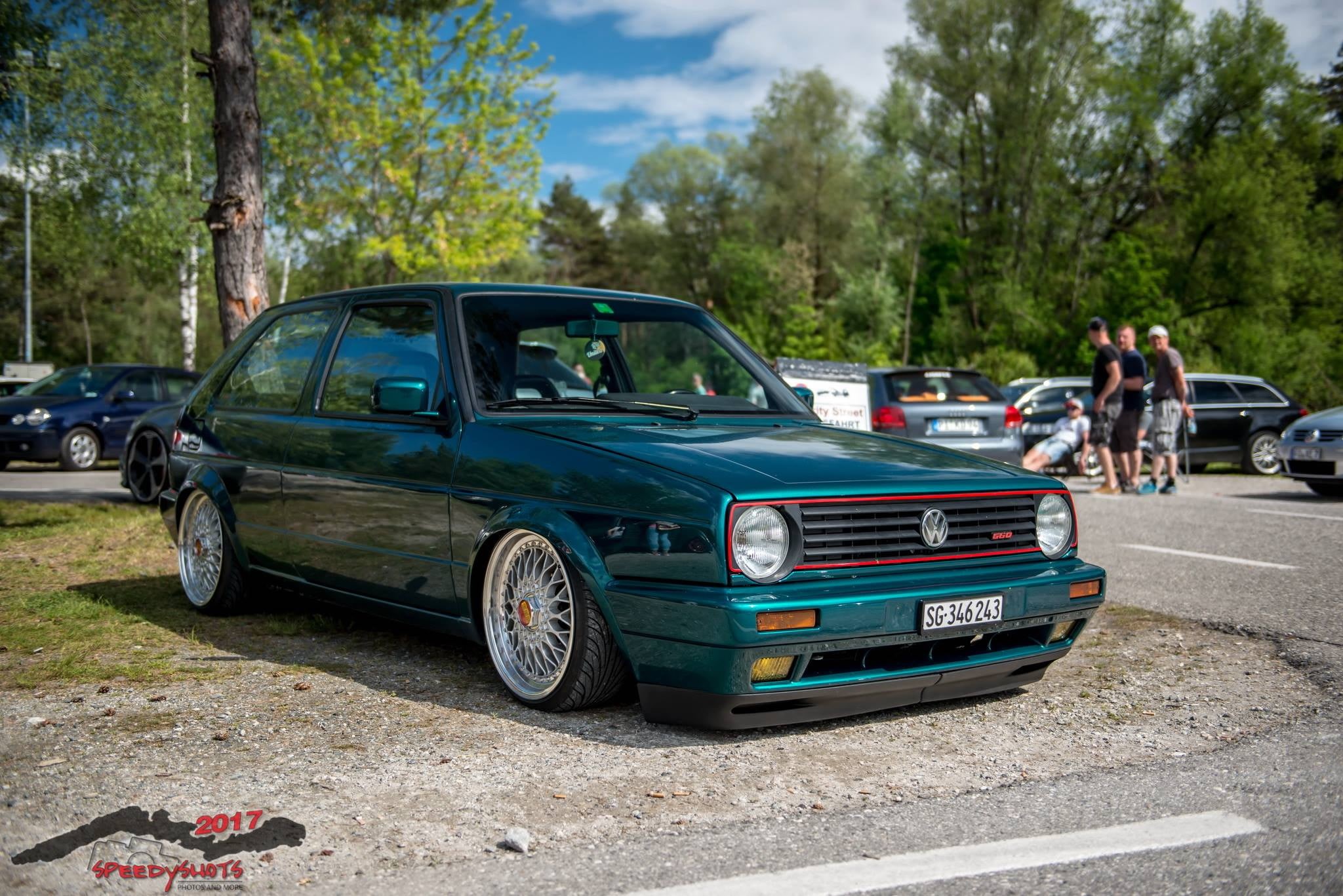 sunlight, outdoors, land vehicle, motor vehicle, city, Volkswagen, street, VW Golf MK1, vintage car, road, retro styled, mode of transportation, tree, car, HD Wallpaper