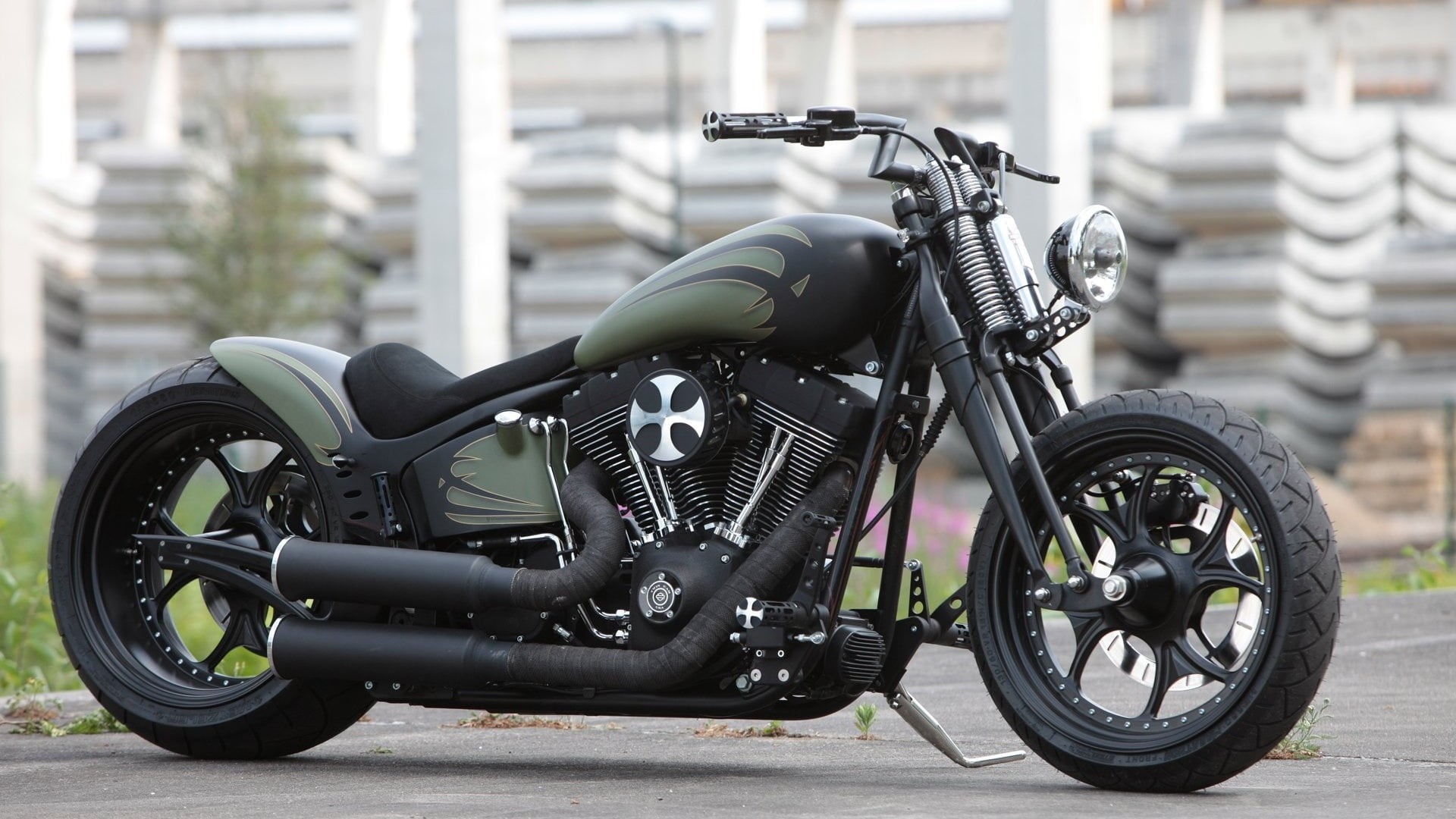 black, photography, vehicle, chopper, 1080P, motorcycle, Harley Davidson, HD Wallpaper
