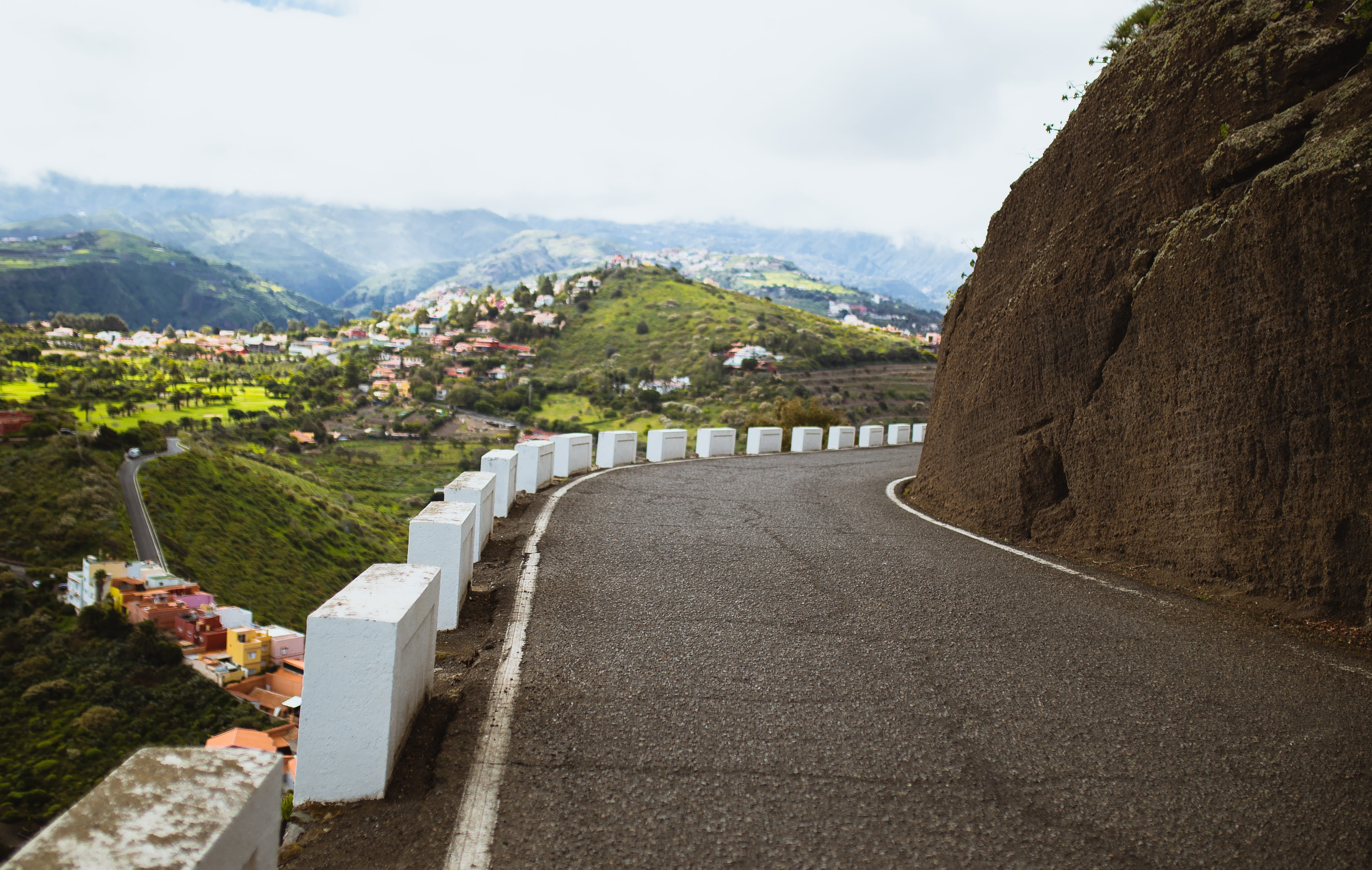 beauty in nature, guard rail, scenery, slate, road, concrete, direction, built structure, 4K, no people, mountain range, environment, bunker, soil, roof, HD Wallpaper