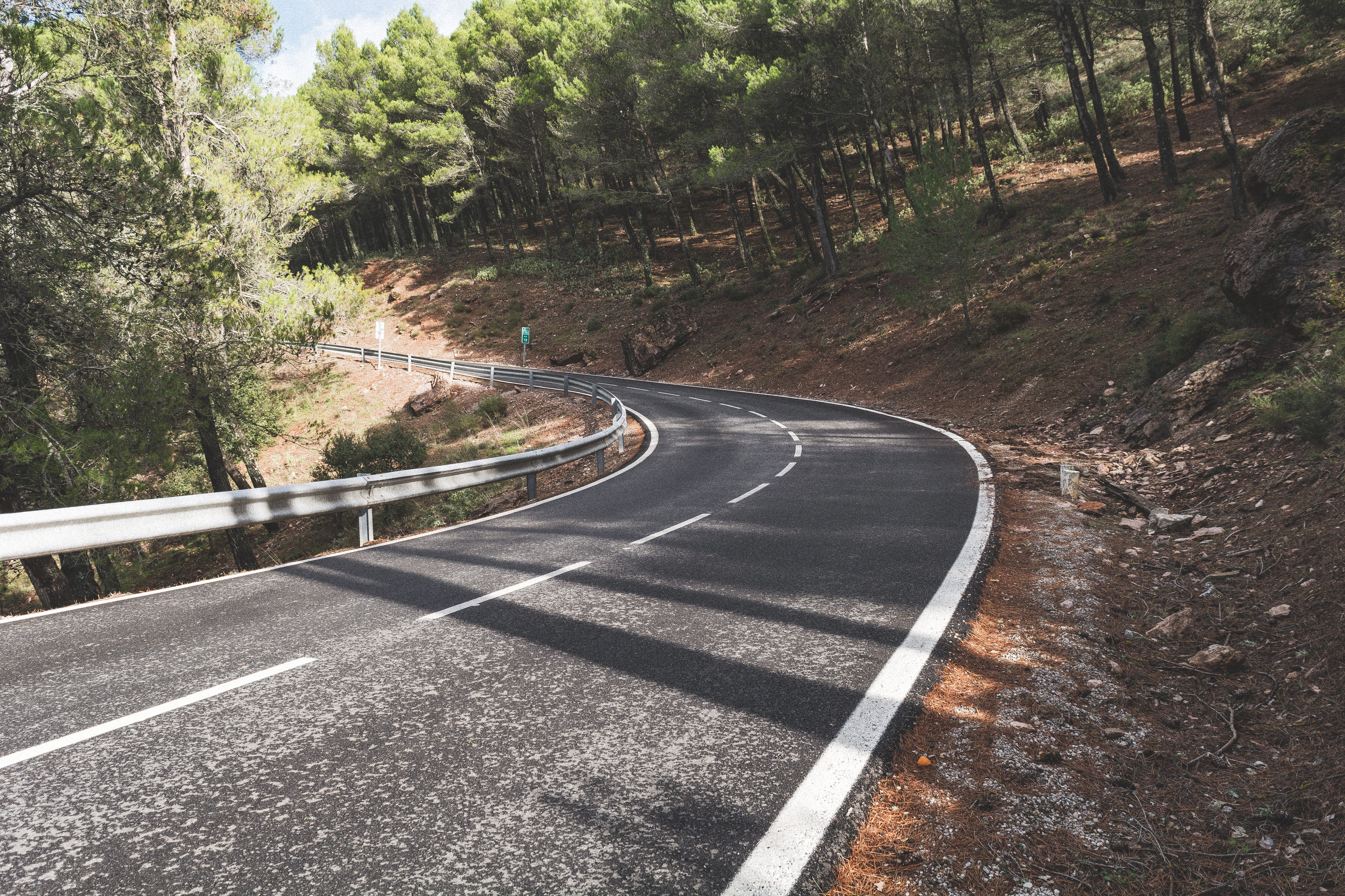 growth, plant, car, long, no people, curve, symbol, road, slope, tree, the way forward, mountain, tranquility, tarmac, empty road, direction, way, tar, HD Wallpaper