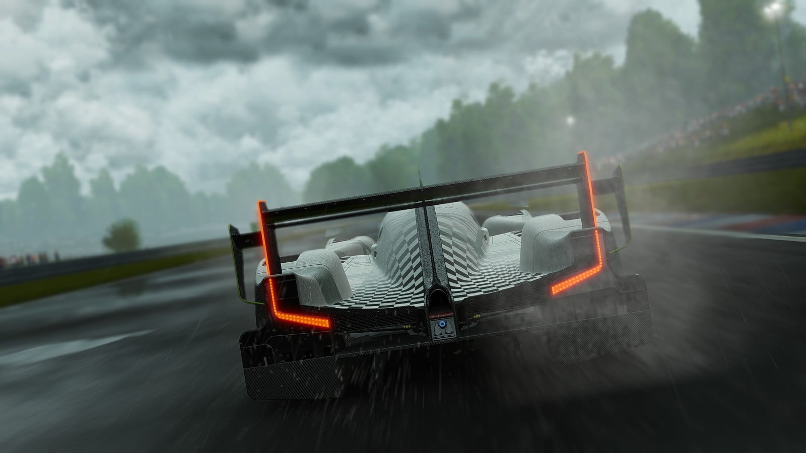 mountain, 720P, car, water, screenshot, video games, transportation, Project cars, rainy season, race, blurred motion, outdoors, road, motion, sky, no people, HD Wallpaper
