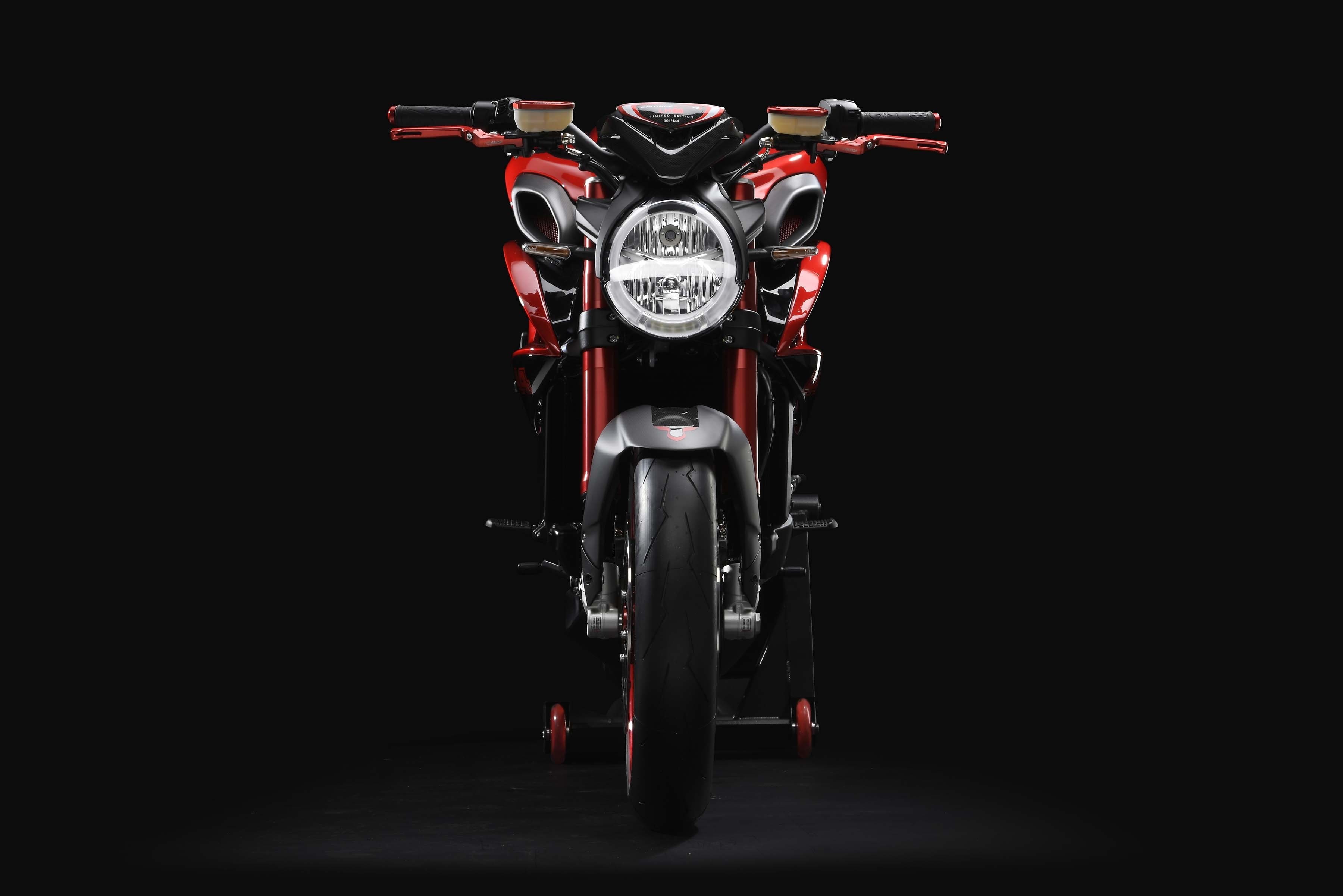 no people, night, transportation, red, MV Agusta Brutale 800 RR LH44, land vehicle, motorcycle, 4K, 2018, copy space, mode of transportation, black background, HD Wallpaper