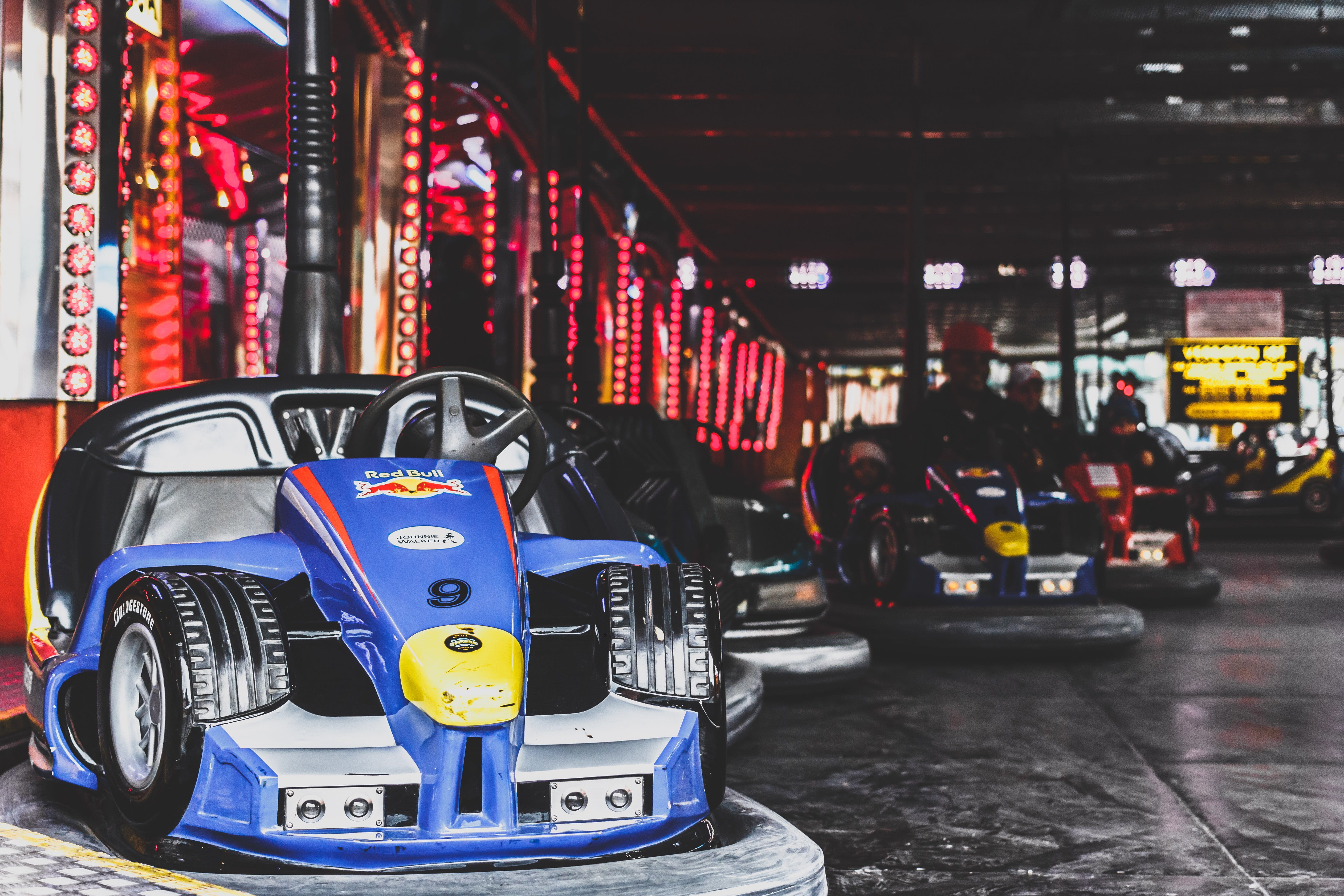 ceiling, cars, toy, vienna, bump, red, street, man, go, text, architecture, number, 4K, amusement park ride, red bull, person, kart, transportation, land vehicle, HD Wallpaper