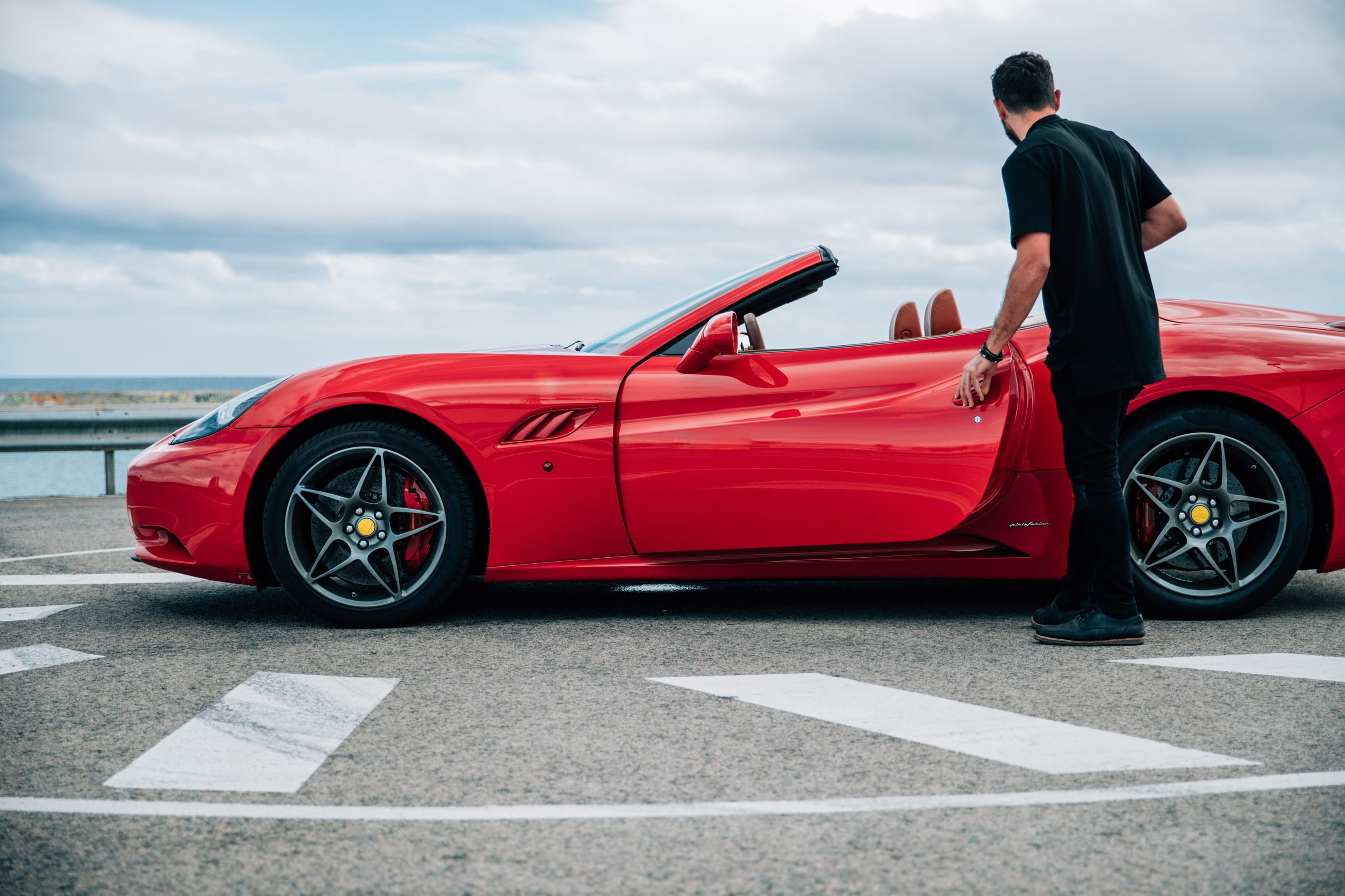 outside, outdoor, bearded, 25-30 year old, exterior, travel, way, Chrome, auto, land vehicle, mode of transportation, transport, cloud - sky, Speed, sports car, HD Wallpaper