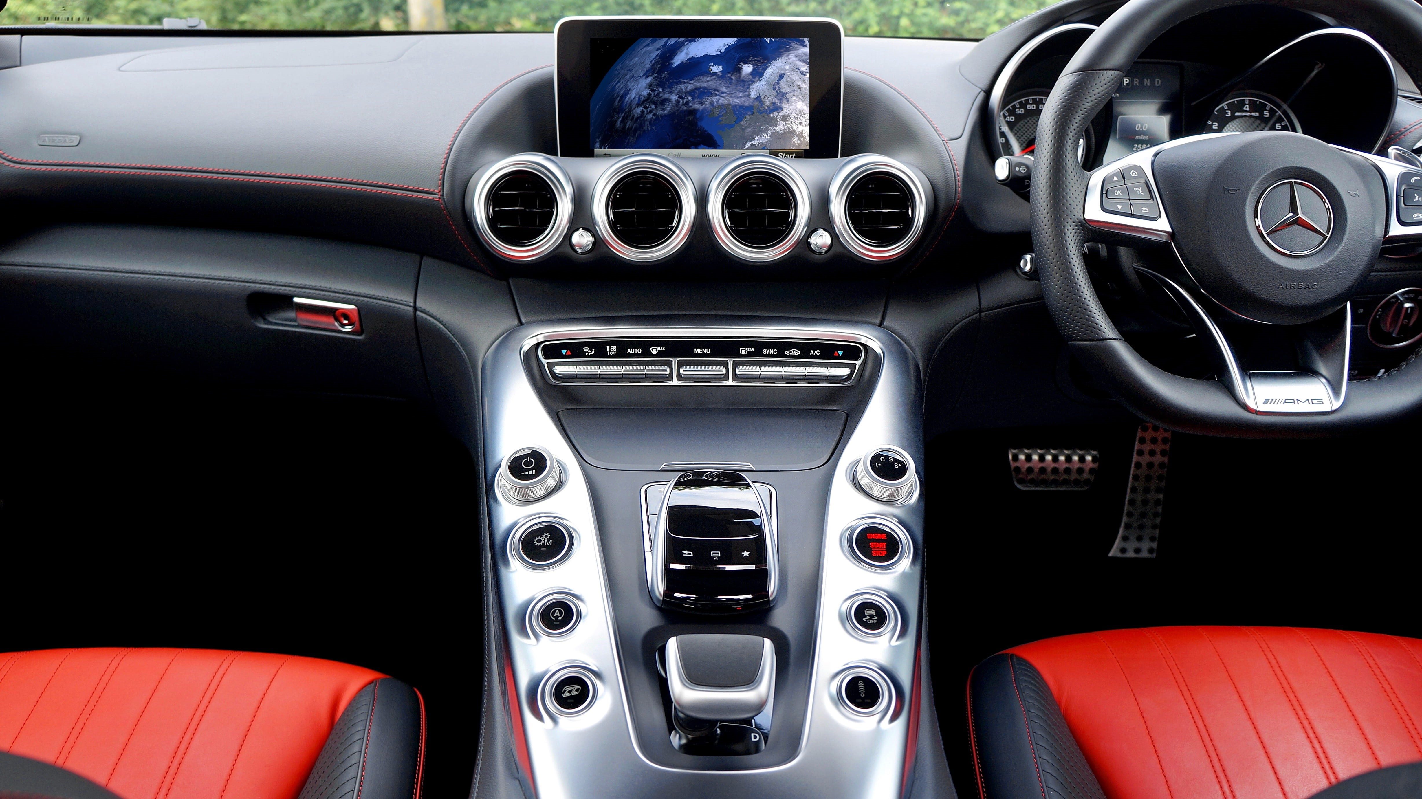 car, speedometer, airbag, vehicle, button, luxury, mercedes-benz, dashboard, gt, chrome, vehicle interior, 4K, speed, steering wheel, driving, control panel, HD Wallpaper