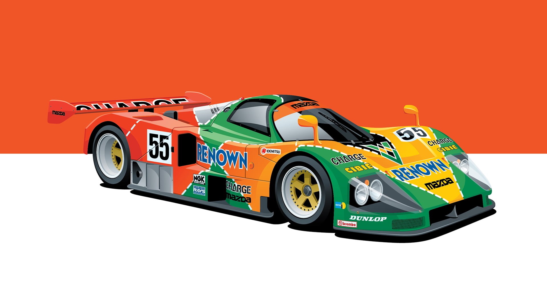 mazda 787b, poster, race cars, Le Mans, car, 1080P, HD Wallpaper