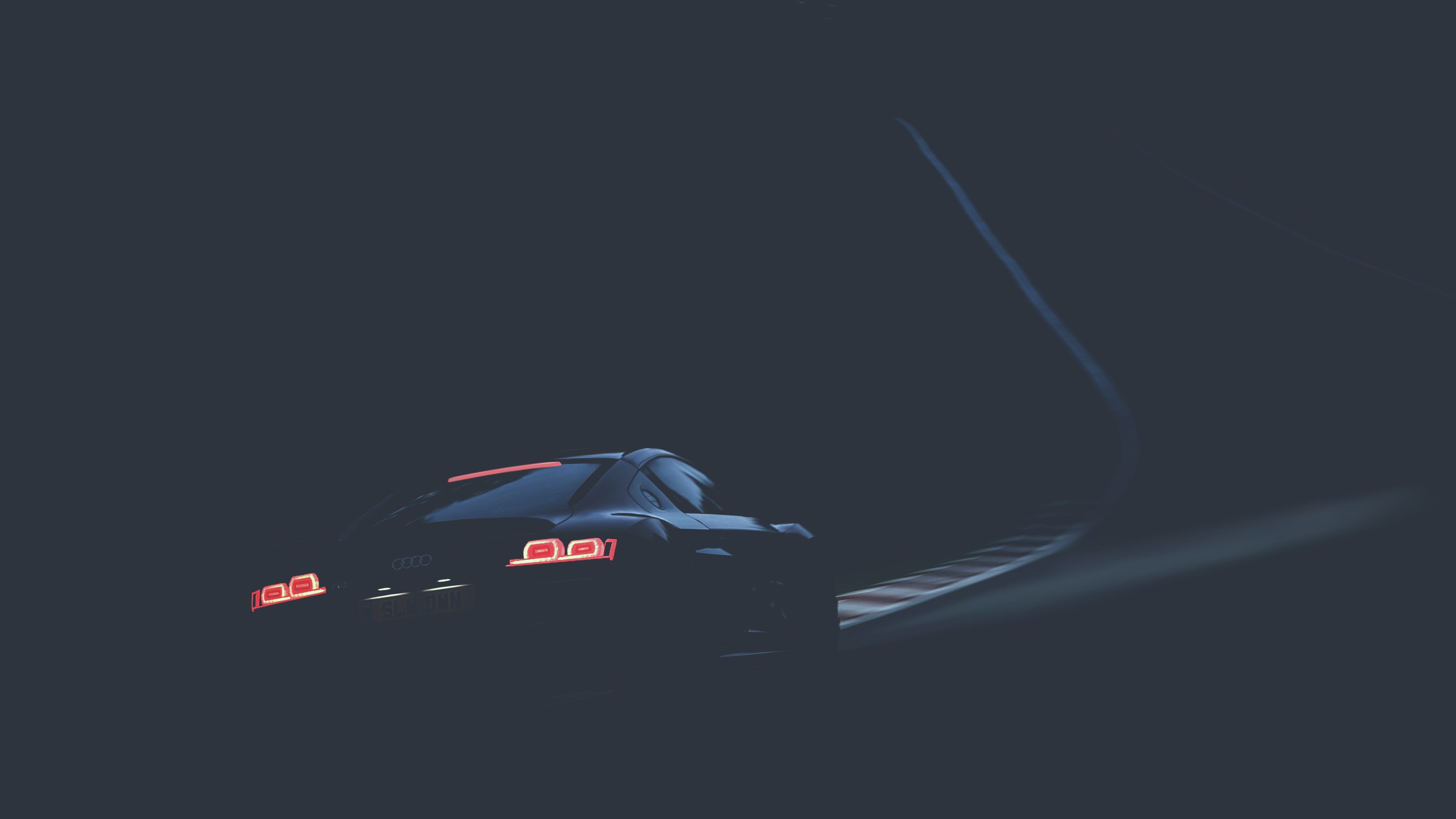 race tracks, lights, car, road, Audi R8, Audi, 4K, night, HD Wallpaper