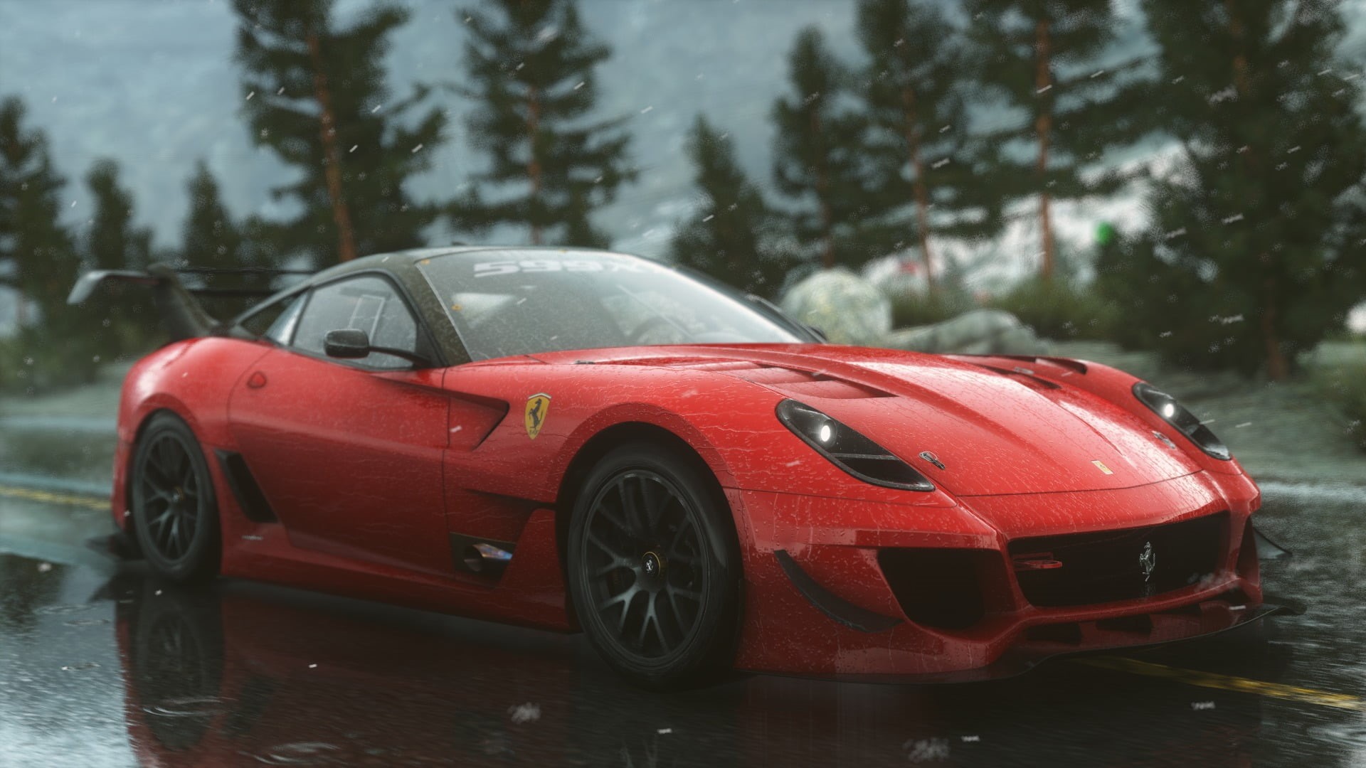 1080P, transportation, nature, no people, motor vehicle, toy car, wet, water, sports, land vehicle, ferrari, video games, snowing, day, snow, race cars, HD Wallpaper