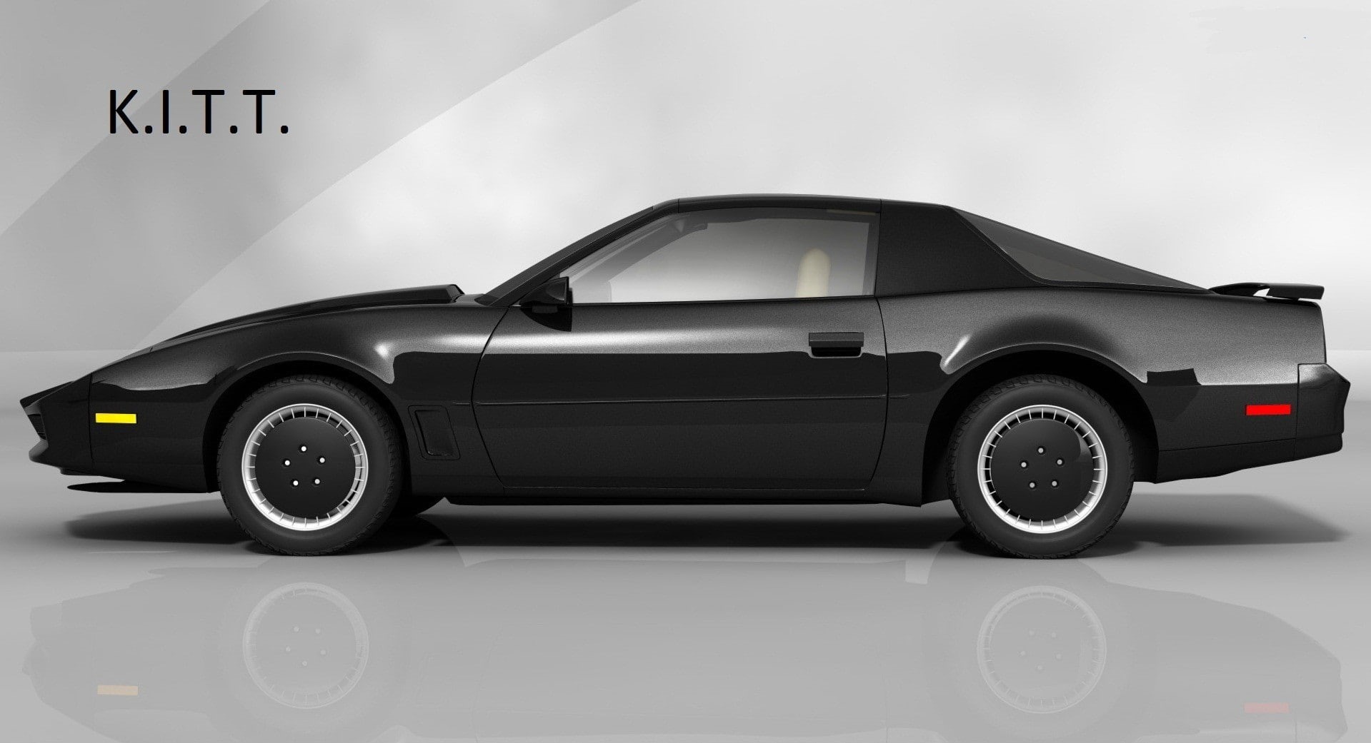 Knight Rider, Pontiac, TV, sports car, digital art, 720P, simple background, reflection, K.I.T.T., HD Wallpaper