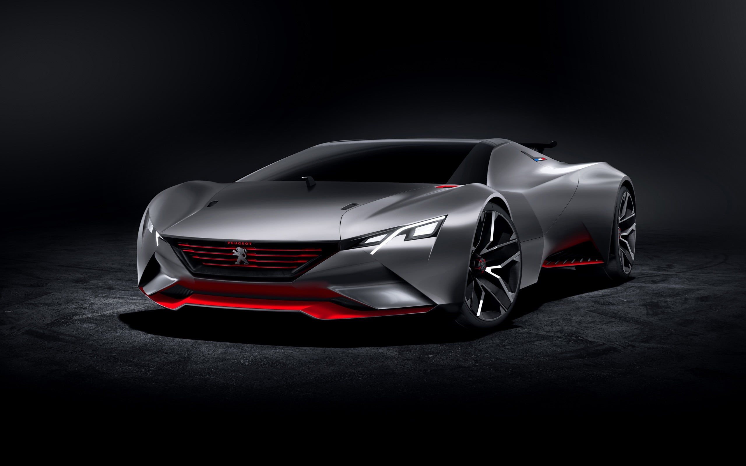 Peugeot, auto racing, sports, land vehicle, motor vehicle, Gran Turismo 6, video games, black background, speed, indoors, reflection, wealth, luxury, sport, HD Wallpaper
